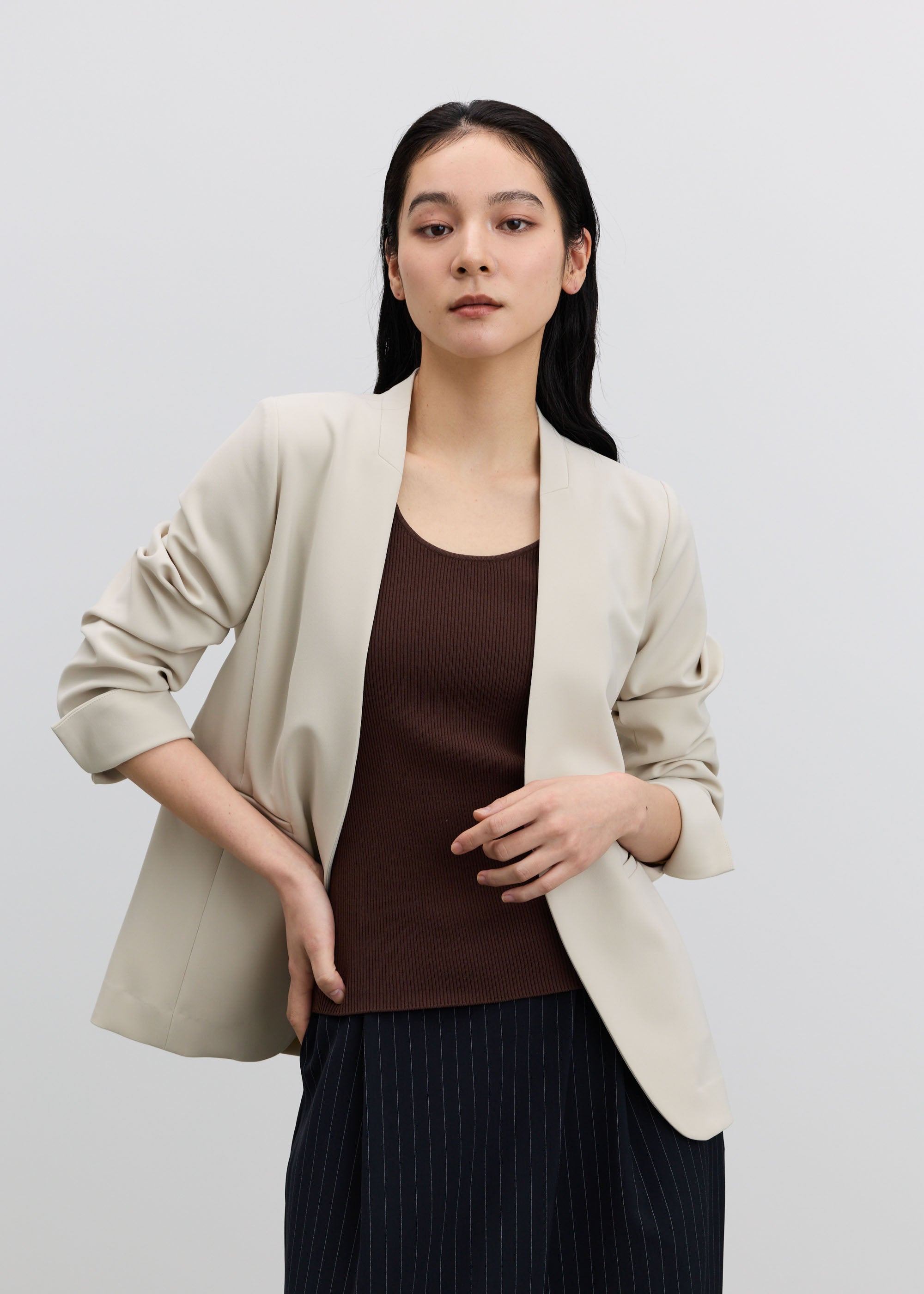 ストレッチファインノーカラージャケット