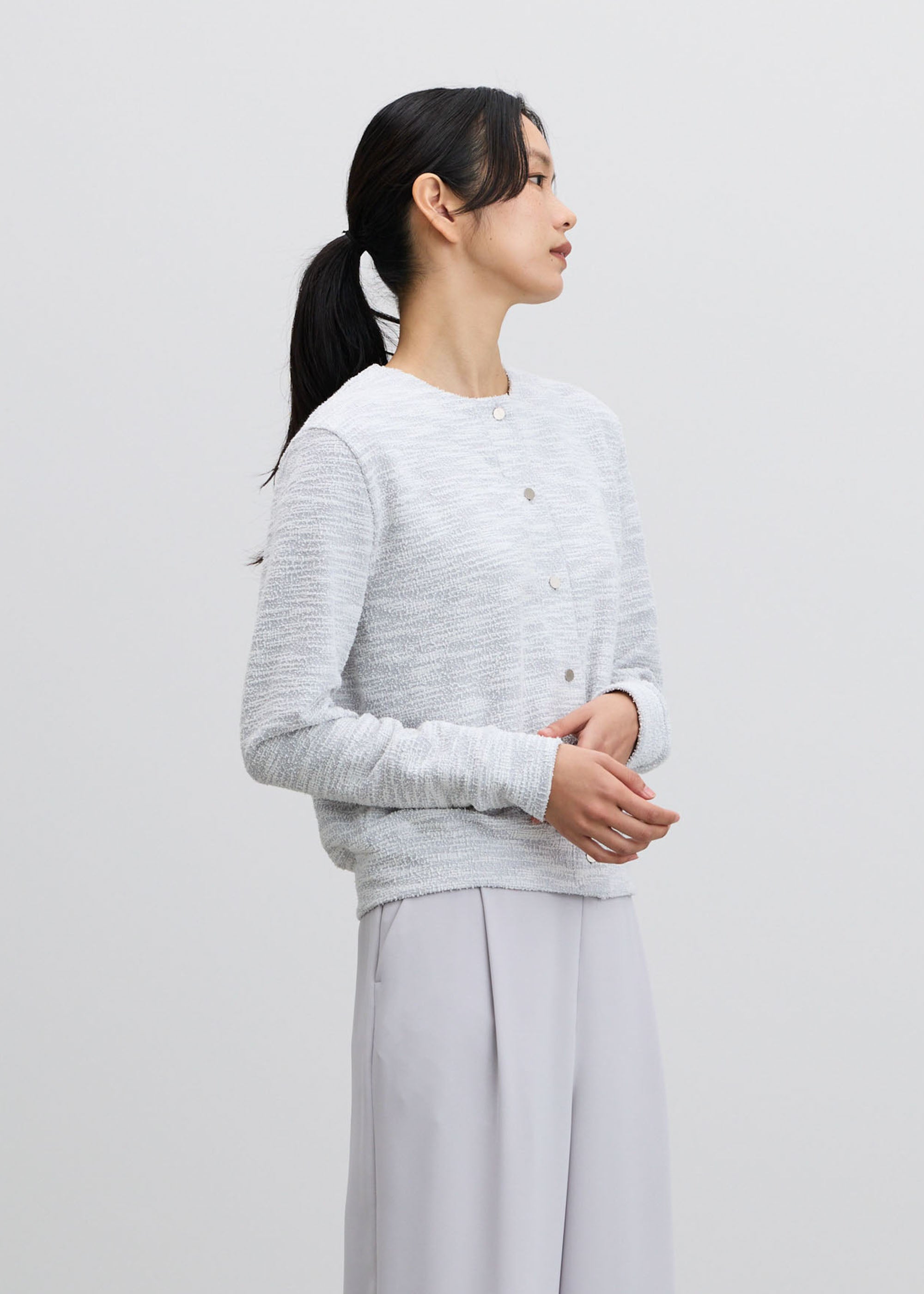 ジャケットライクツィーディーカーディガン