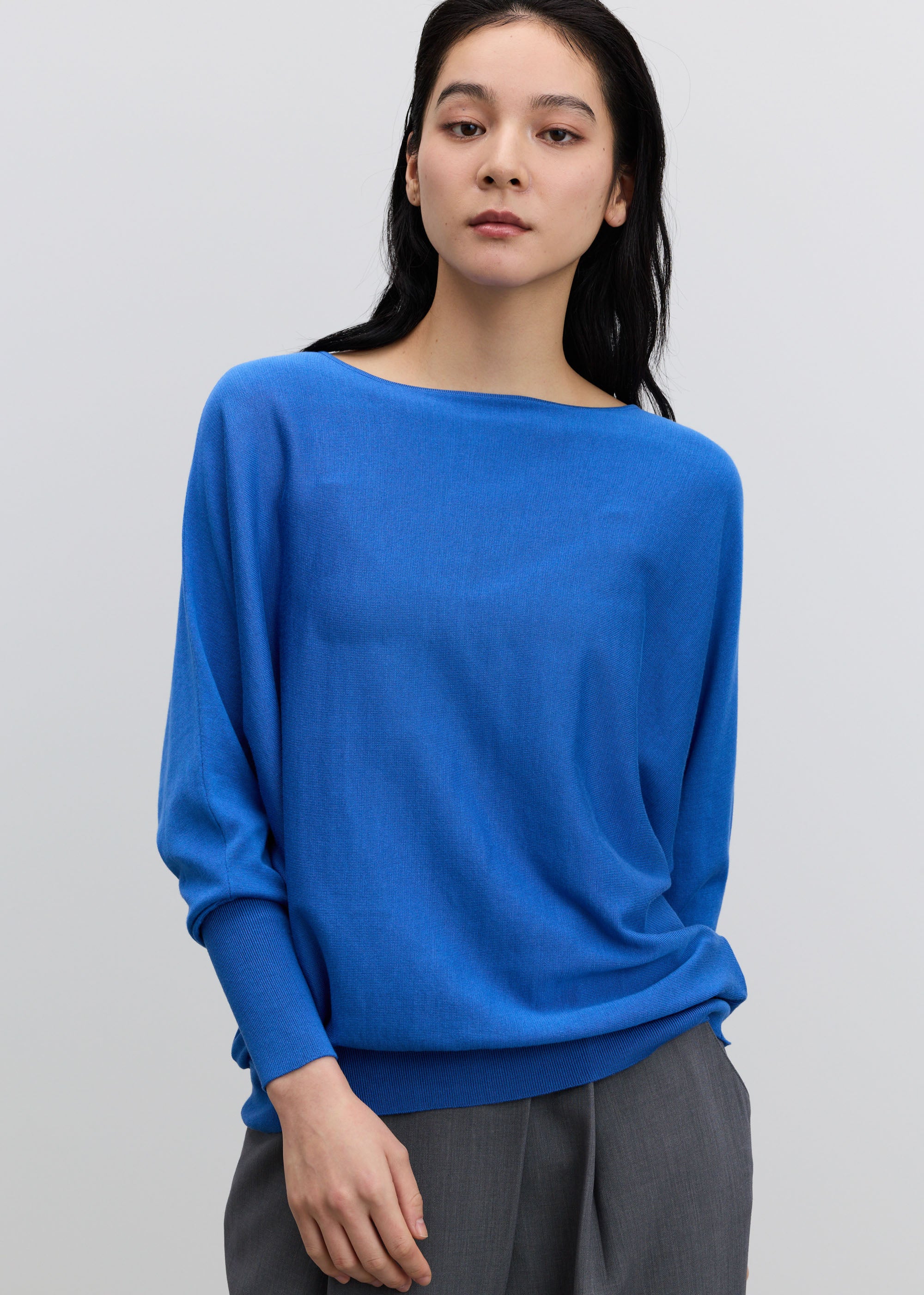 シルクコットンボートネックニットプルオーバー - SOÉJU online store