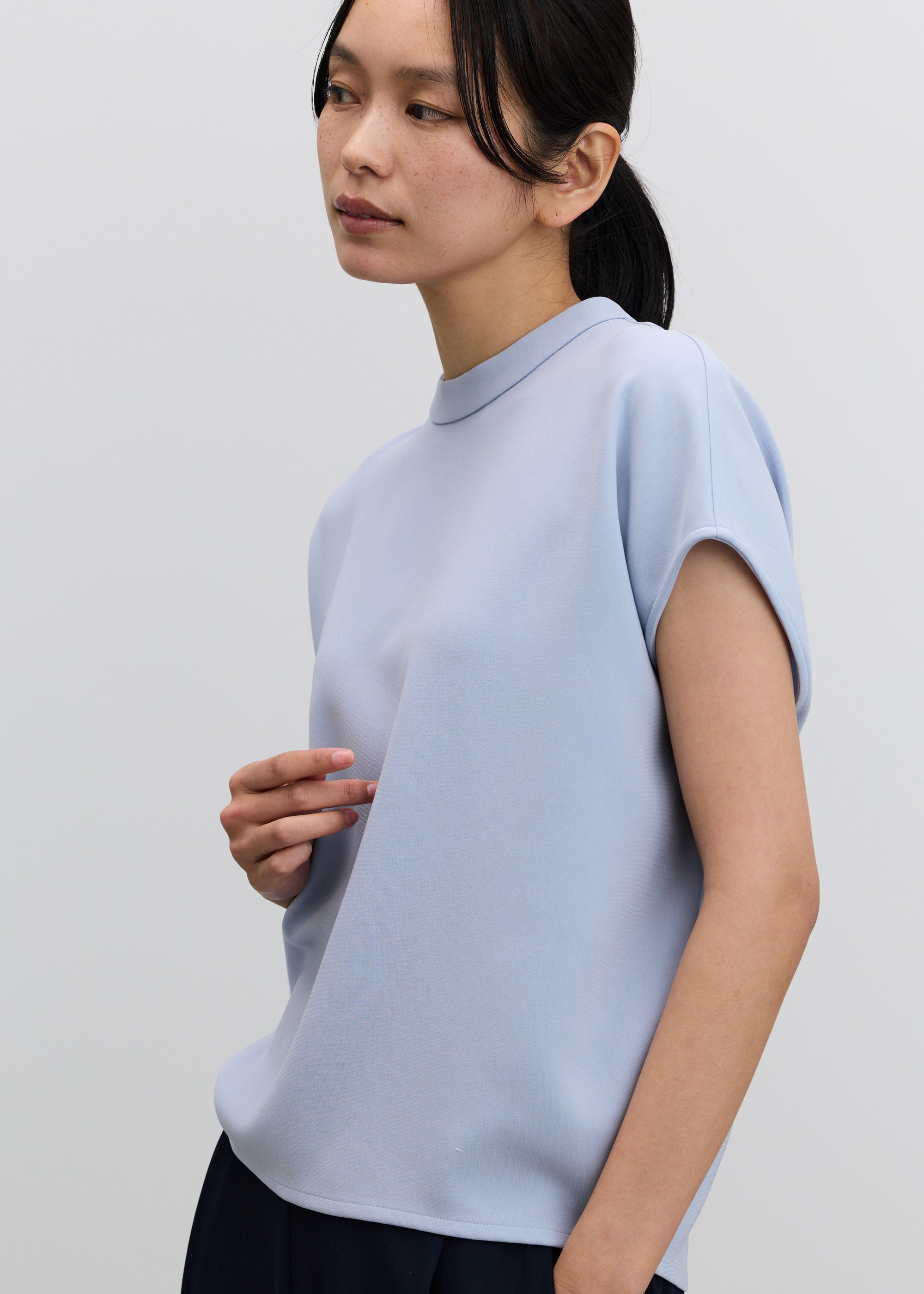 スタンドカラーコクーンブラウス