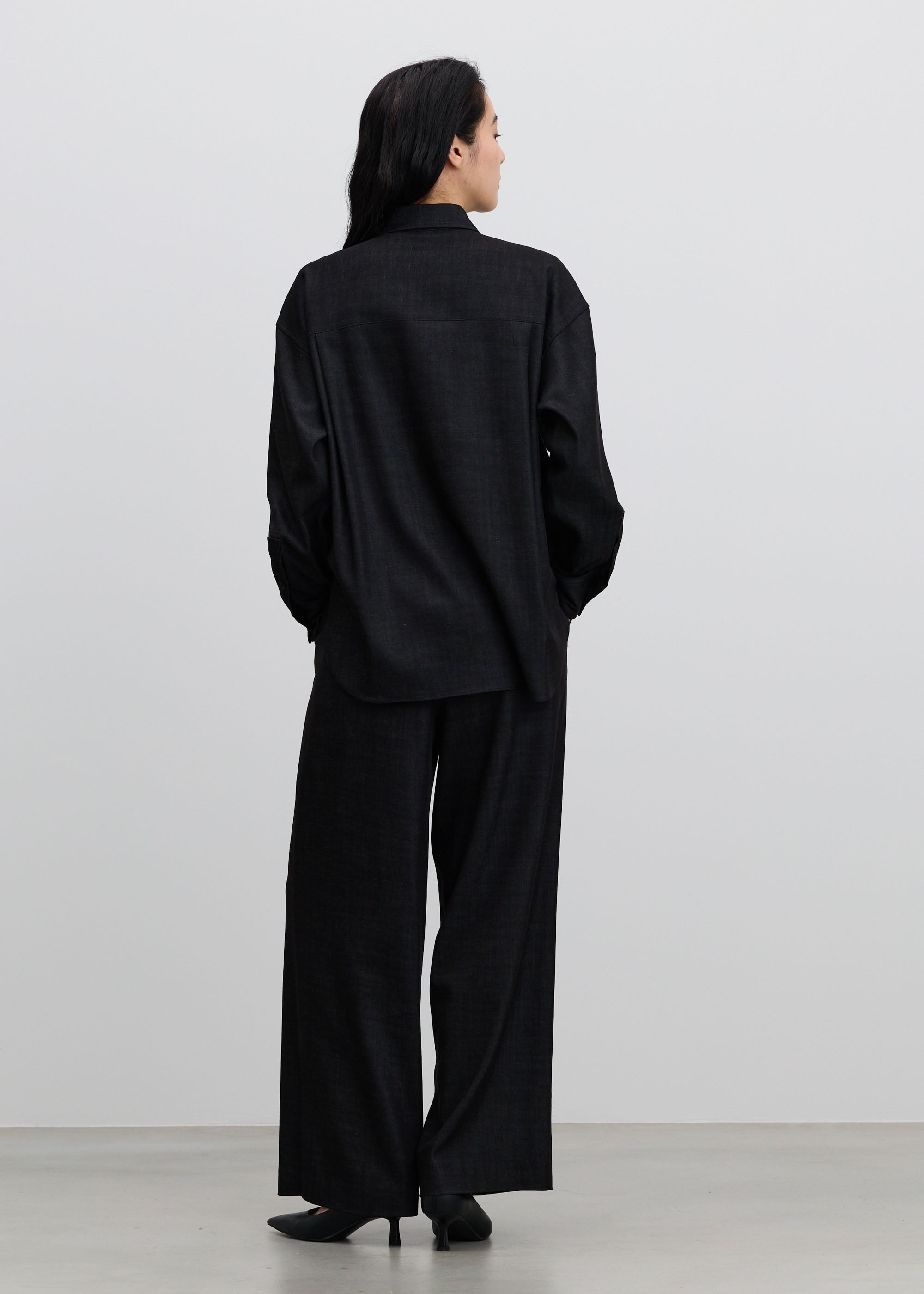 デニムライクタックワイドパンツ