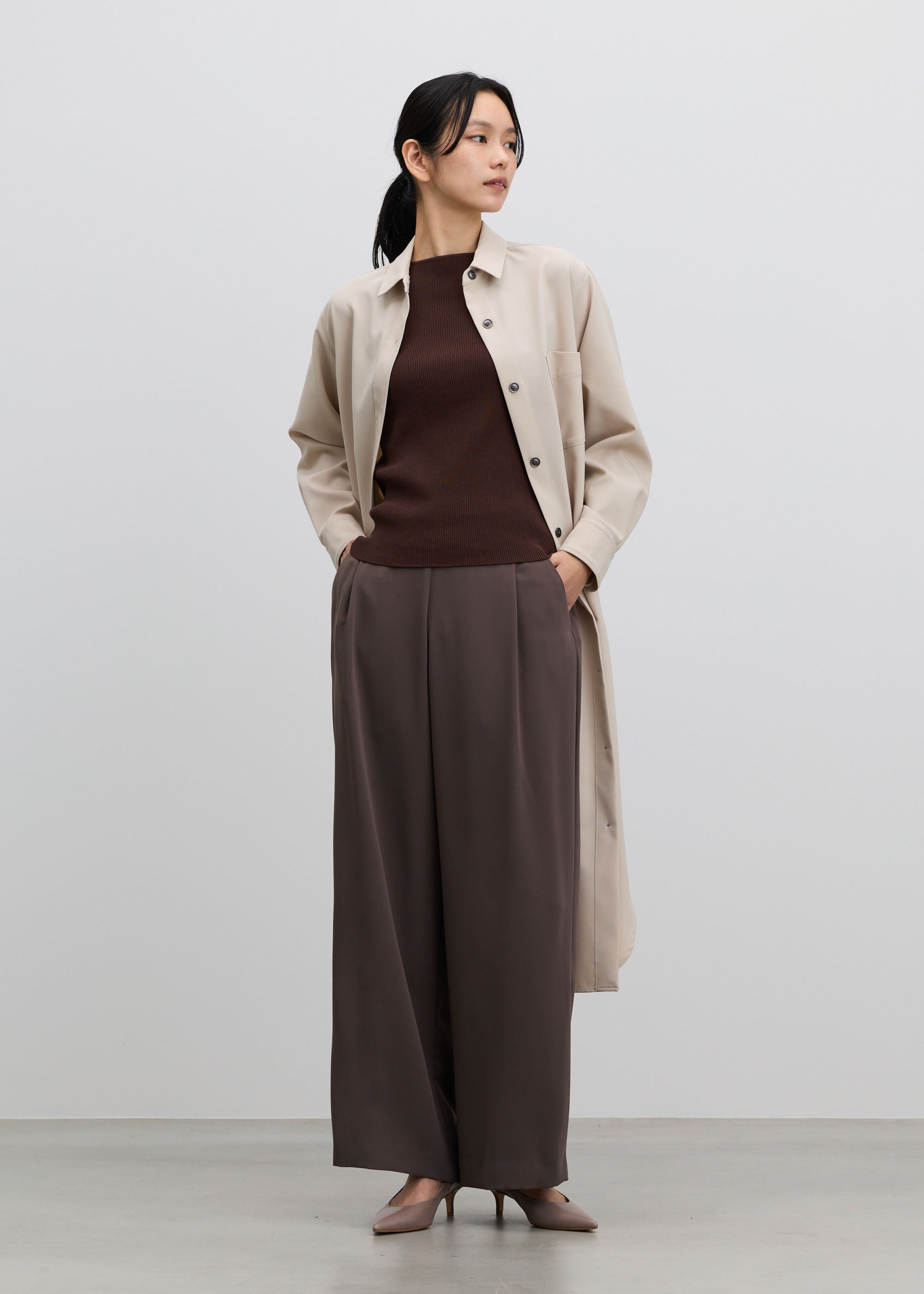SOEJU ソフトオックスシャツワンピースM ベージュ 美品 ソフトオックスシャツワンピース - SOÉJU online store｜上質な大人の
