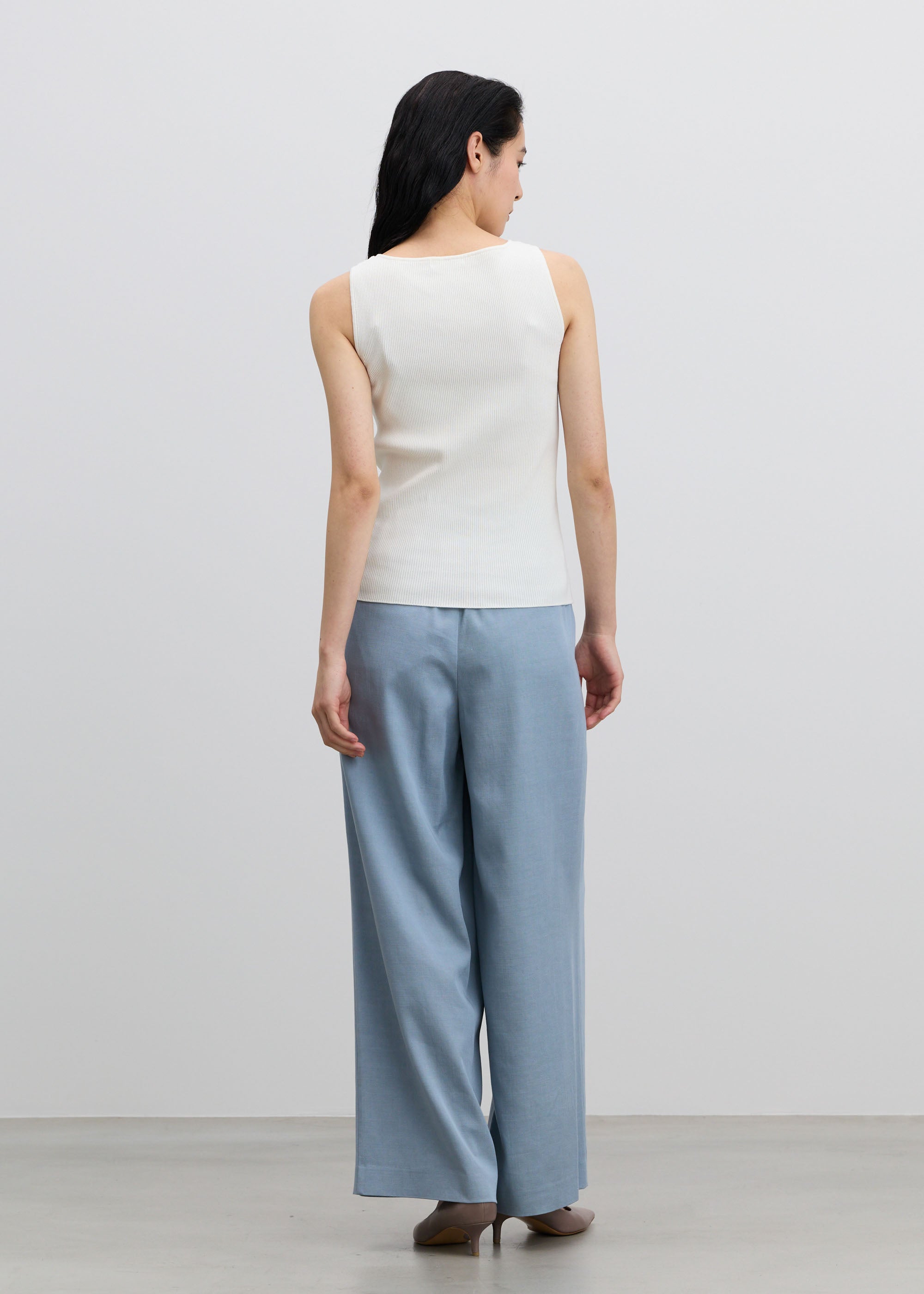 デニムライクタックワイドパンツ