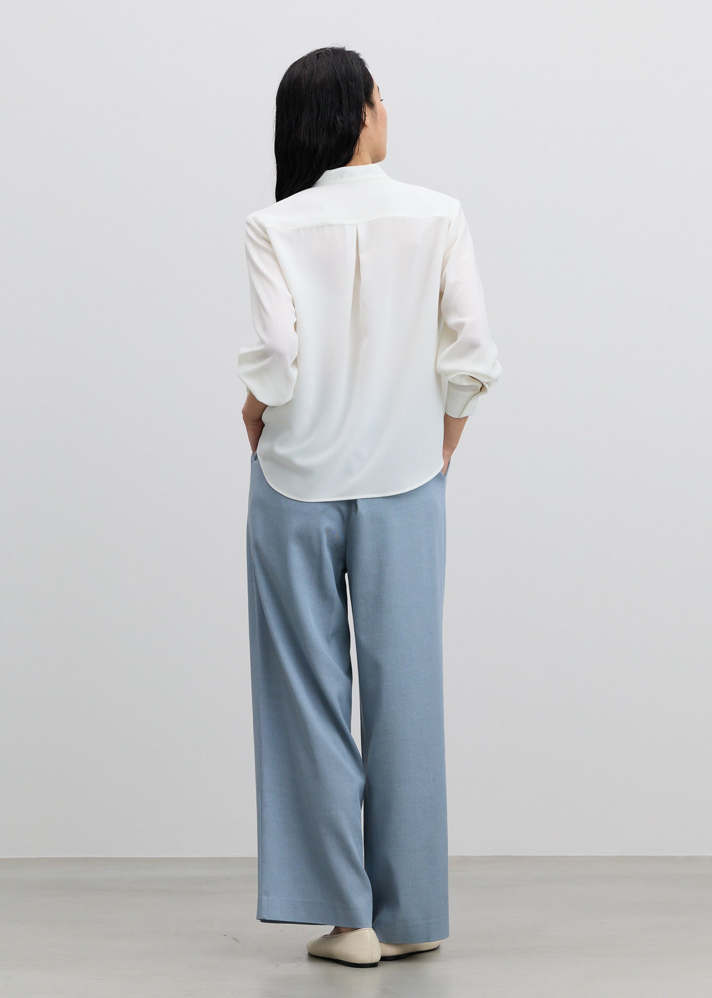 デニムライクタックワイドパンツ