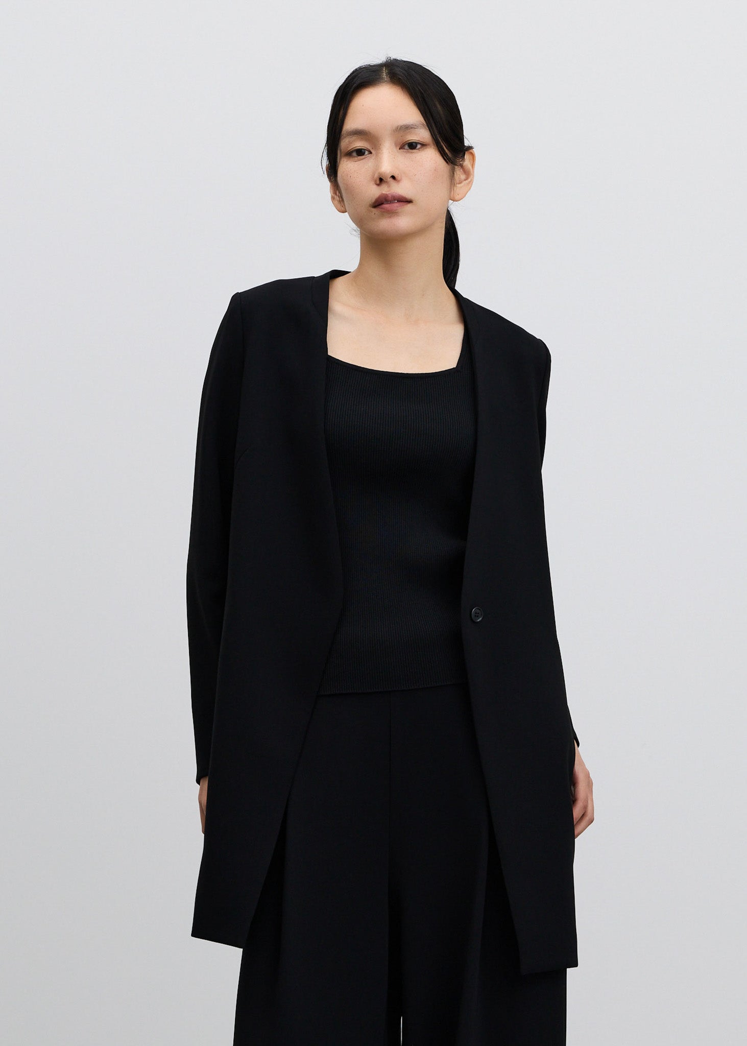 ロングノーカラージャケット