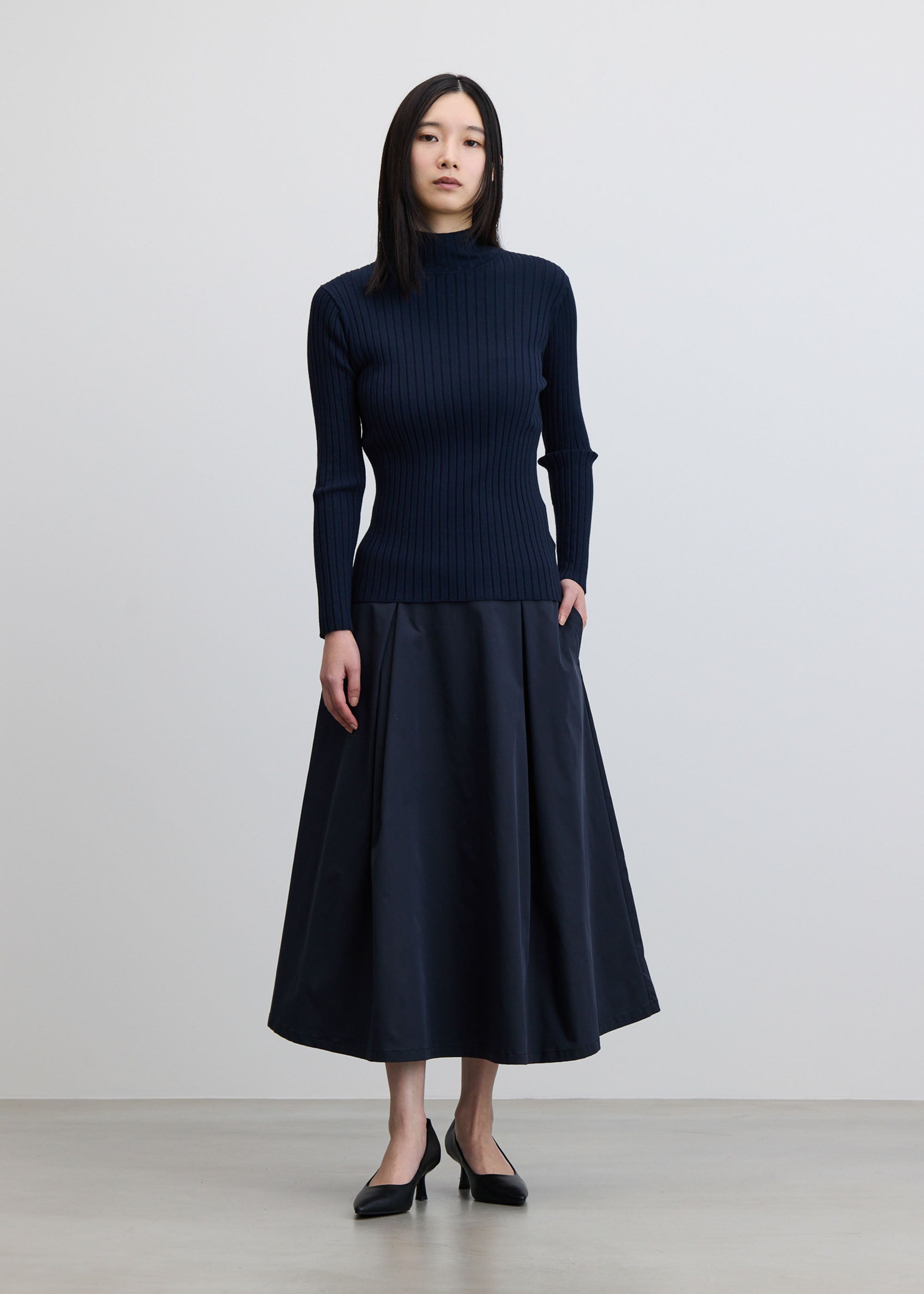 タグ付き新品　Maison de R メゾンドアール　リバーシブルスカート　L リバーシブルギャザースカート／表：チェック柄・裏：ストライプ柄