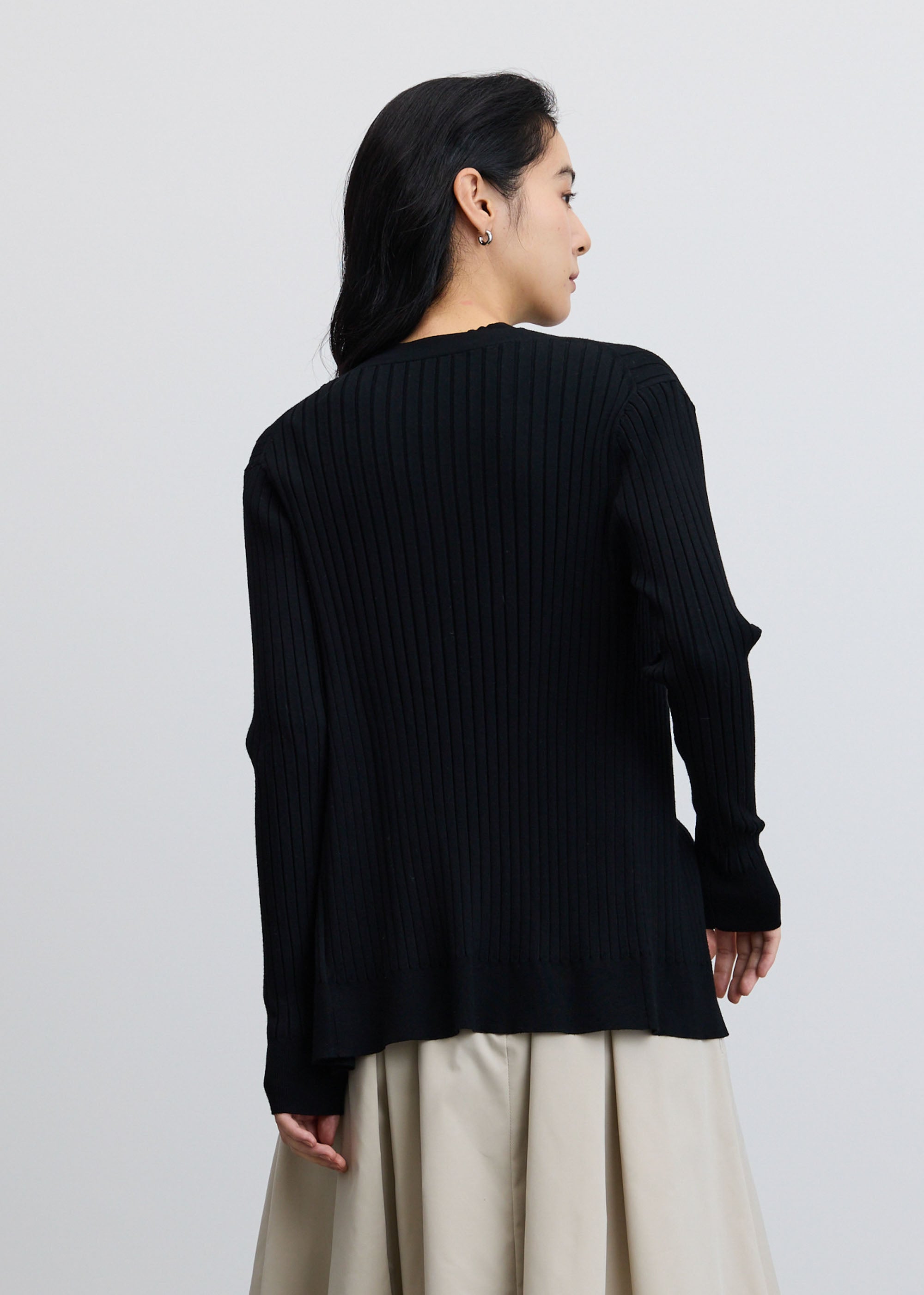 ワイドリブVネックカーディガン