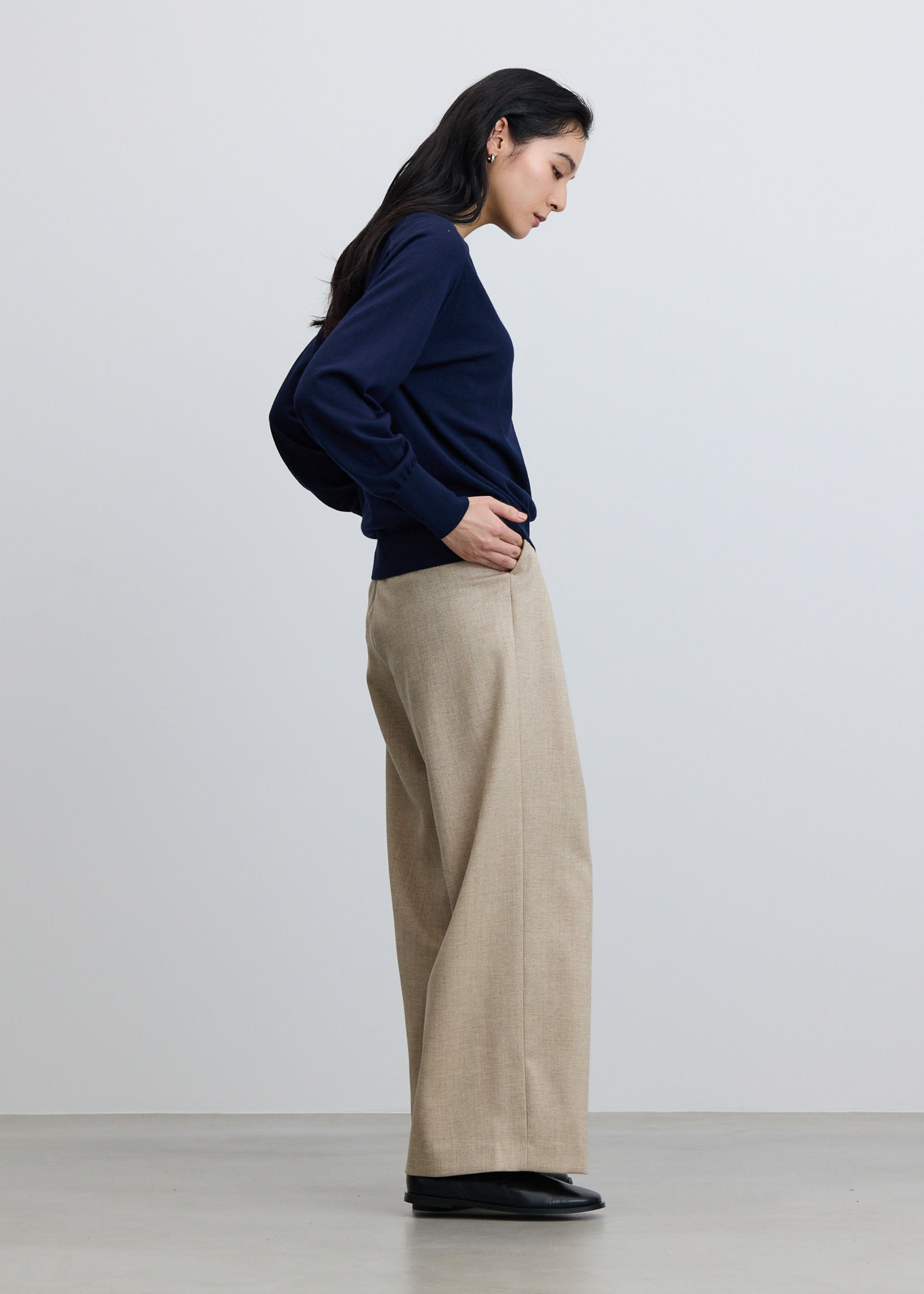 ヘリンボーンタックワイドパンツ