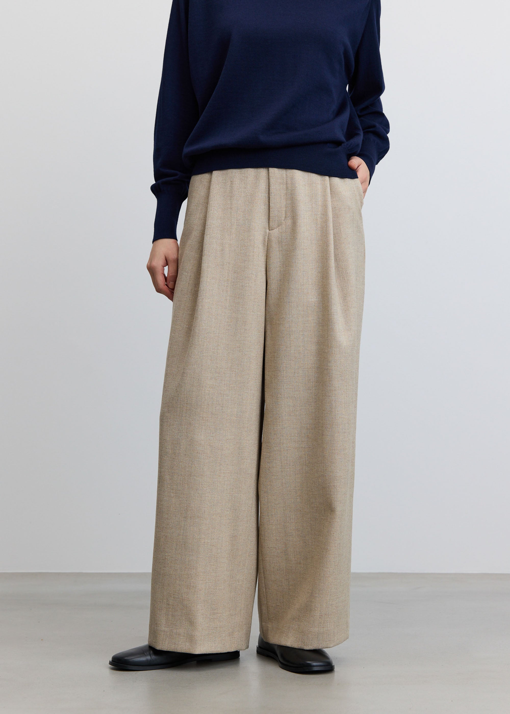 ヘリンボーンタックワイドパンツ