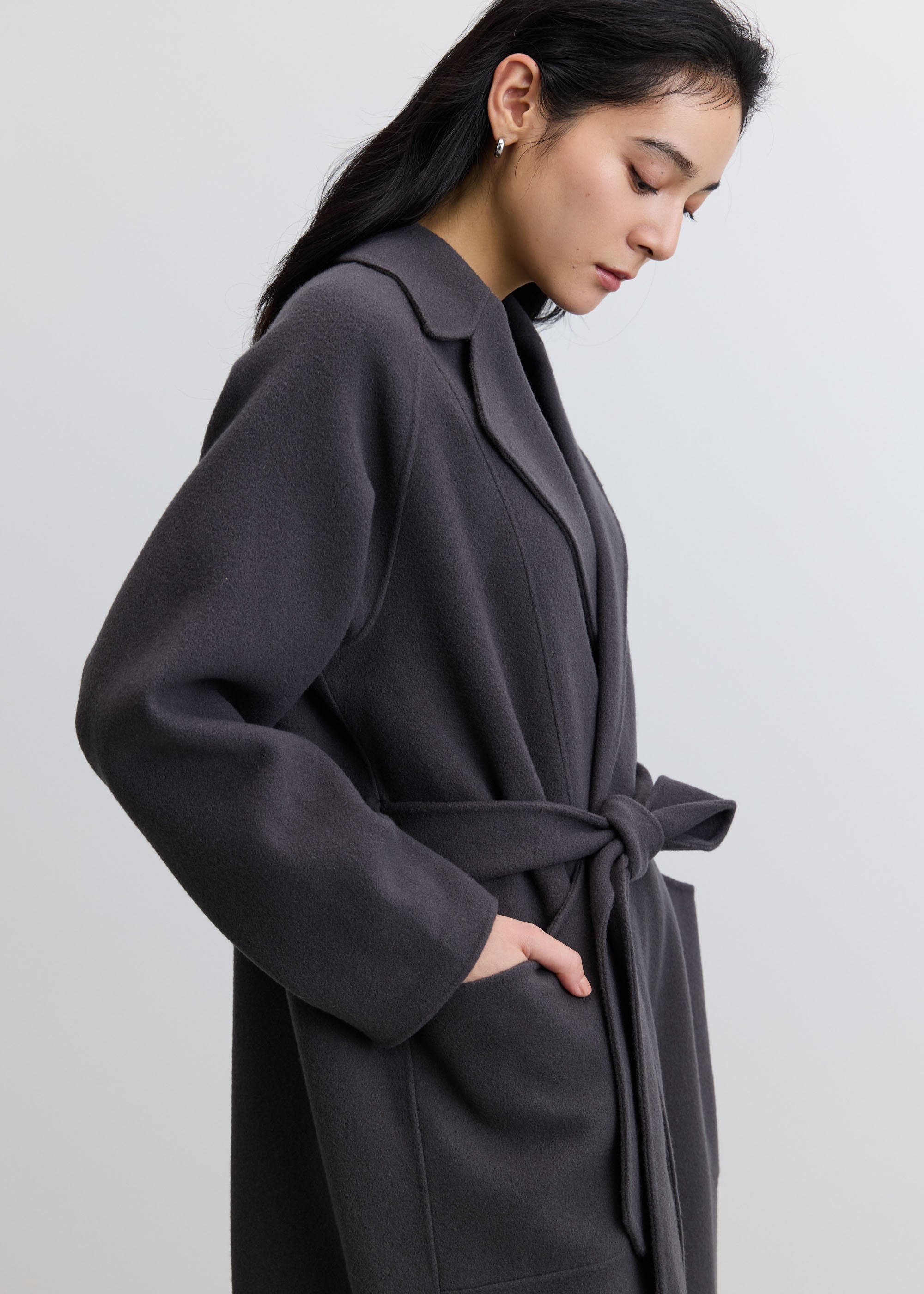 ソージュ soeju ウールリバーローブコート　M 千鳥柄 ウールリバーローブコート - SOÉJU online store｜上質な大人の女性の