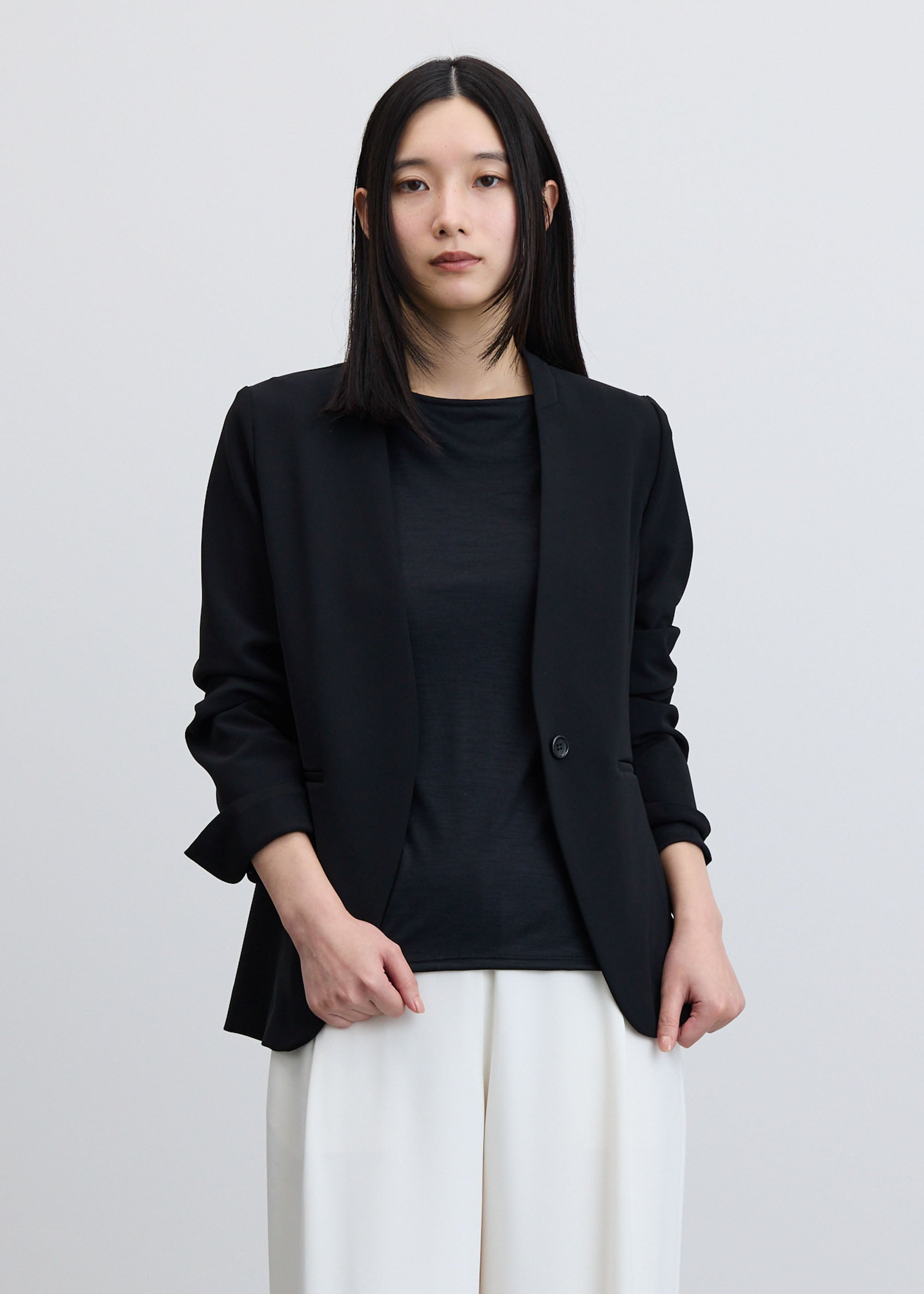 ストレッチファインノーカラージャケット - SOÉJU online store｜上質