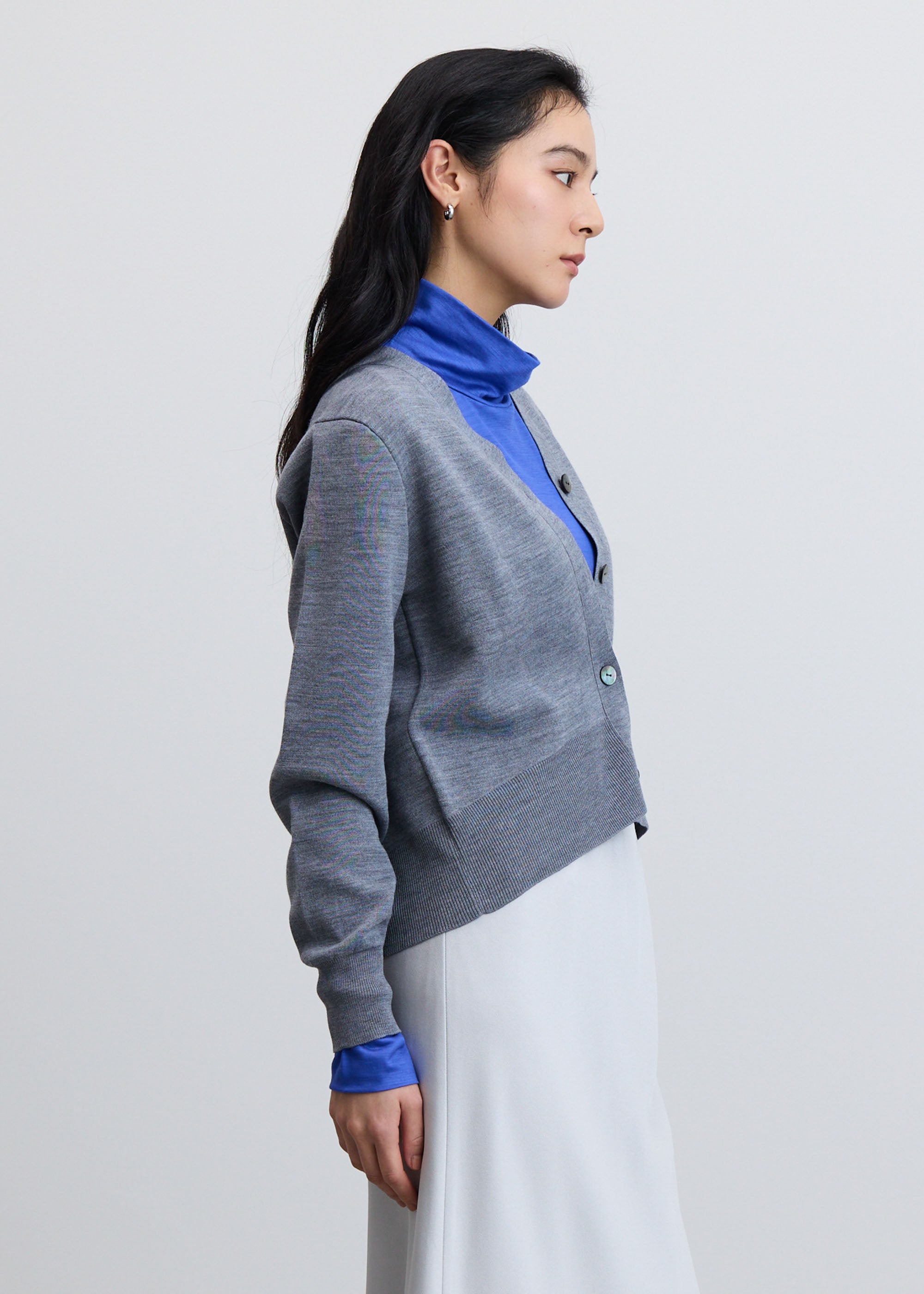 スウェットライクVネックショートニットカーディガン