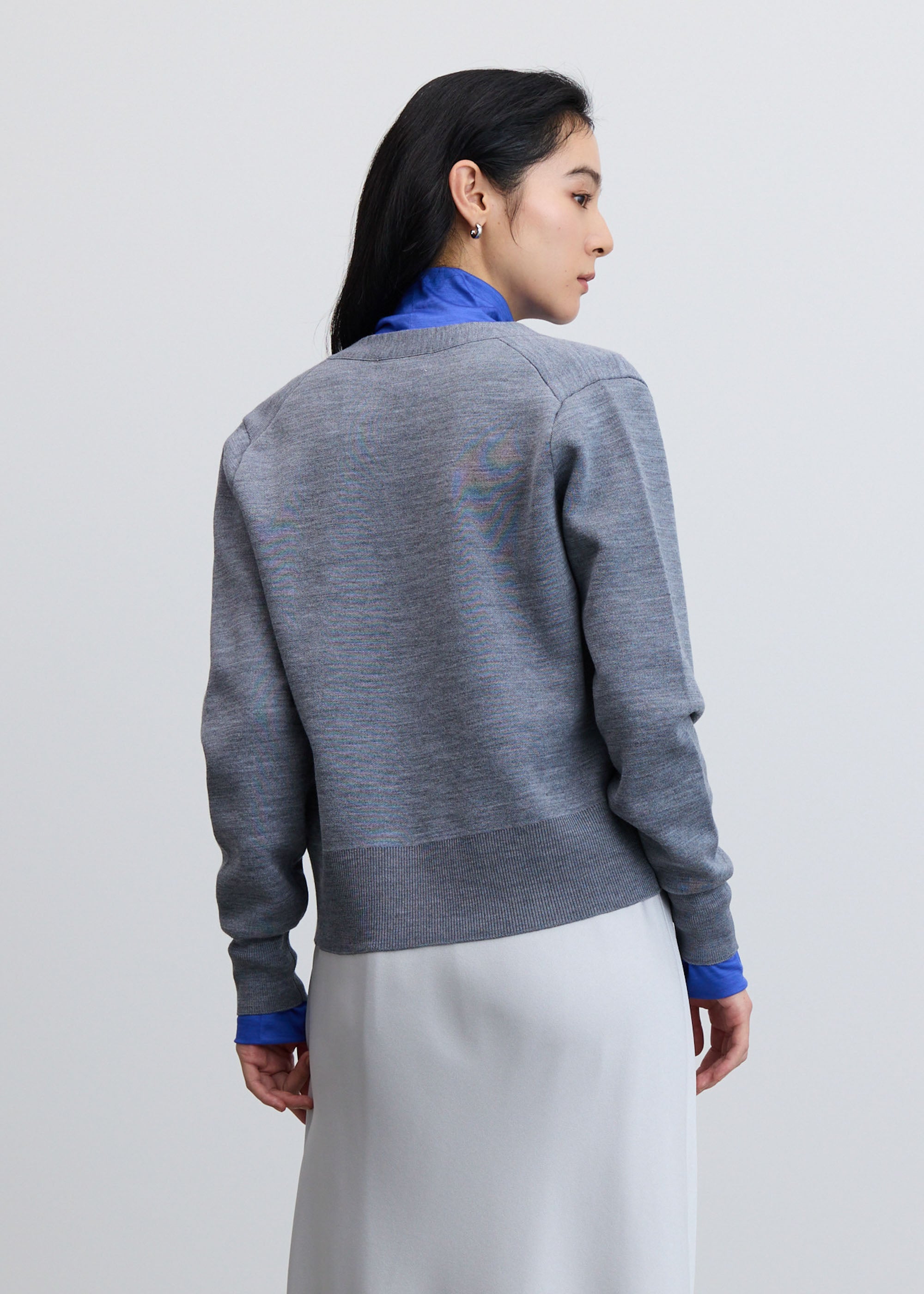 スウェットライクVネックショートニットカーディガン