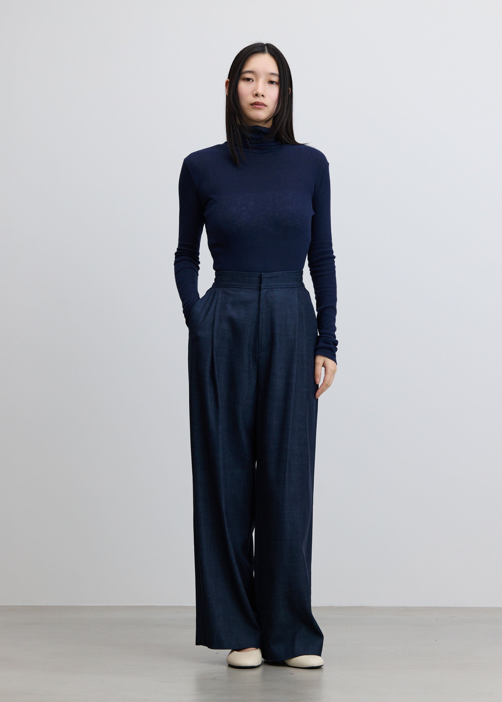 ソージュ　カシミア混タートルネックカットソー ネイビー　L カシミヤ混タートルネックカットソー - SOÉJU online store｜上質な