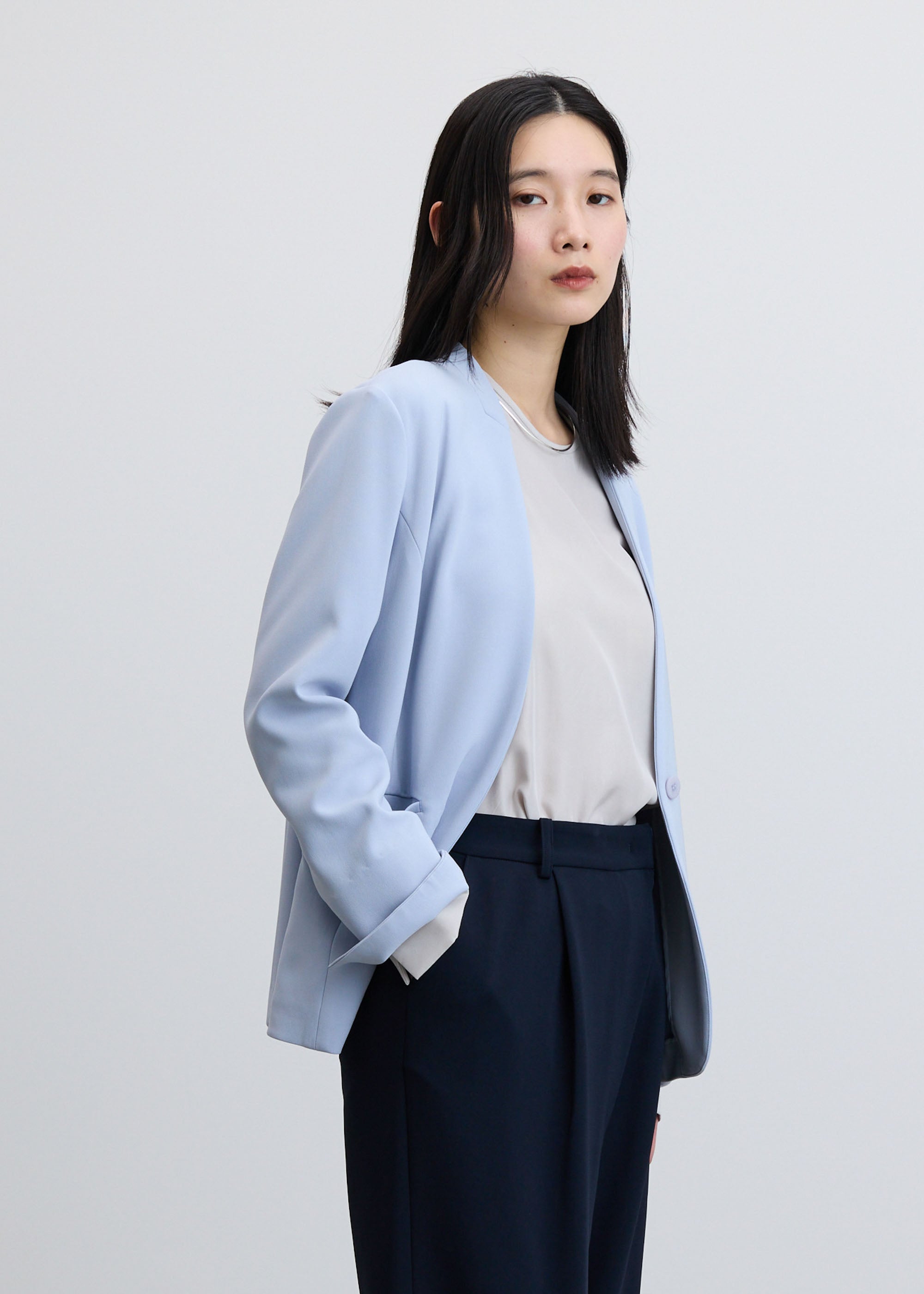 4/26まで　ツィーディージャカードノーカラージャケット　ソージュSOEJU ノーカラージャケット - SOÉJU online store｜上質な大人の女性のため