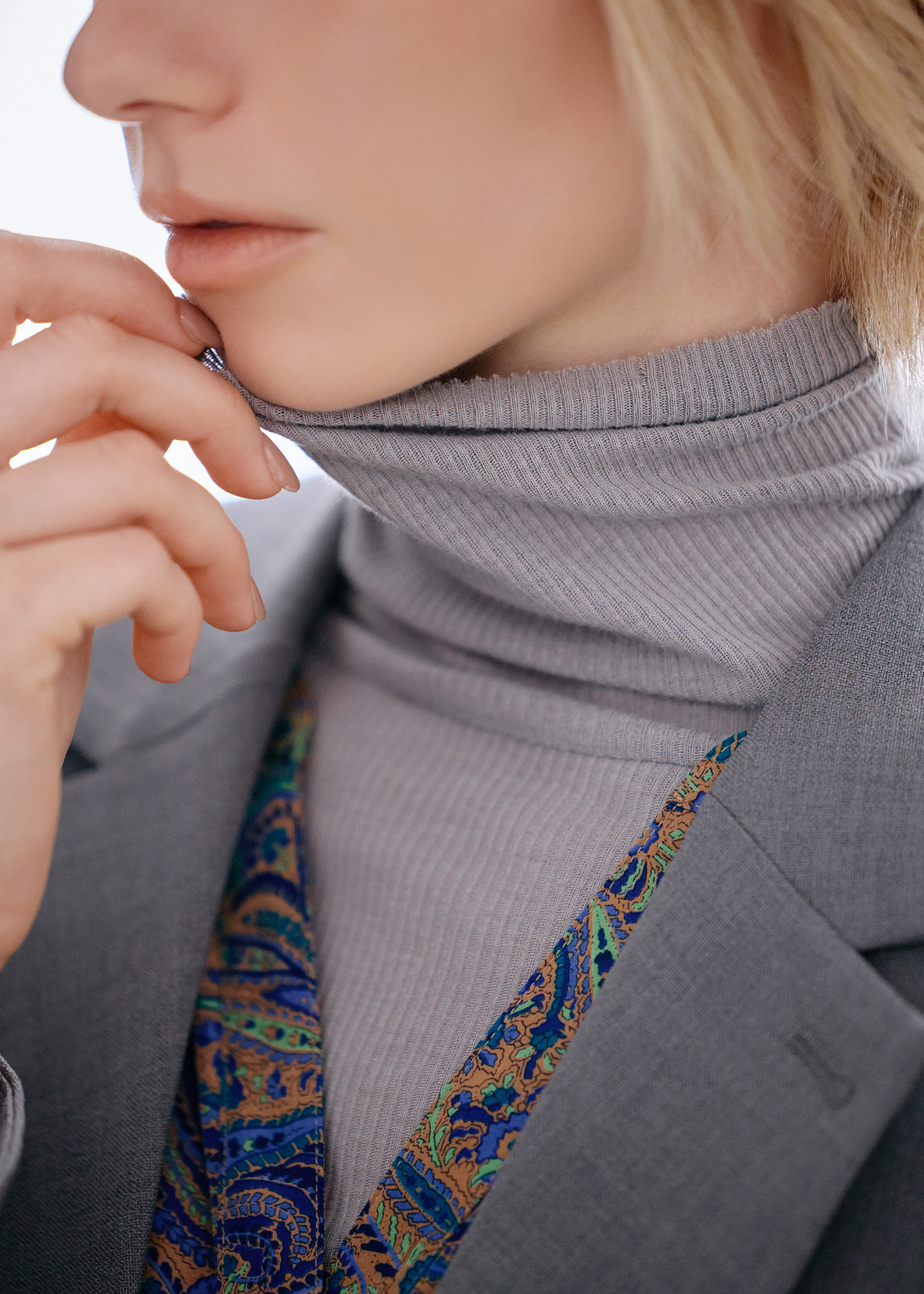 カシミヤ混タートルネックカットソー (3枚セット)