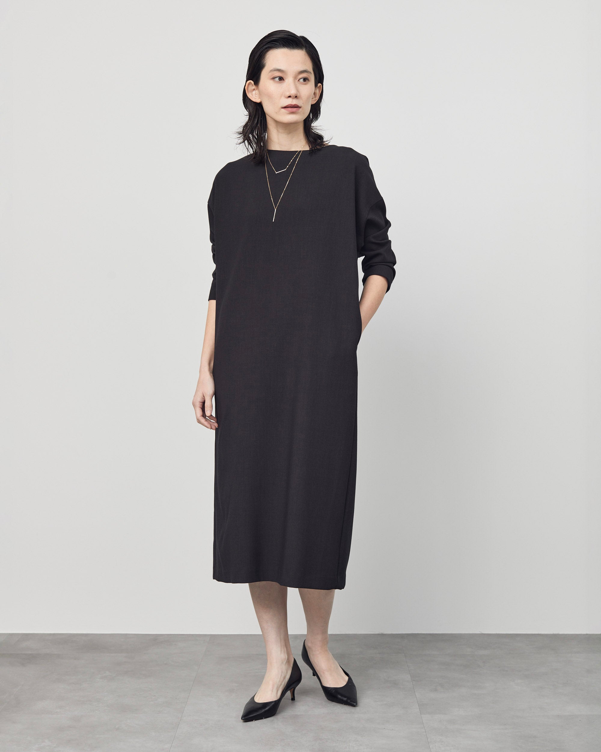 ウールライク9分袖ワンピース-SOÉJU online store｜上質な大人の女性の