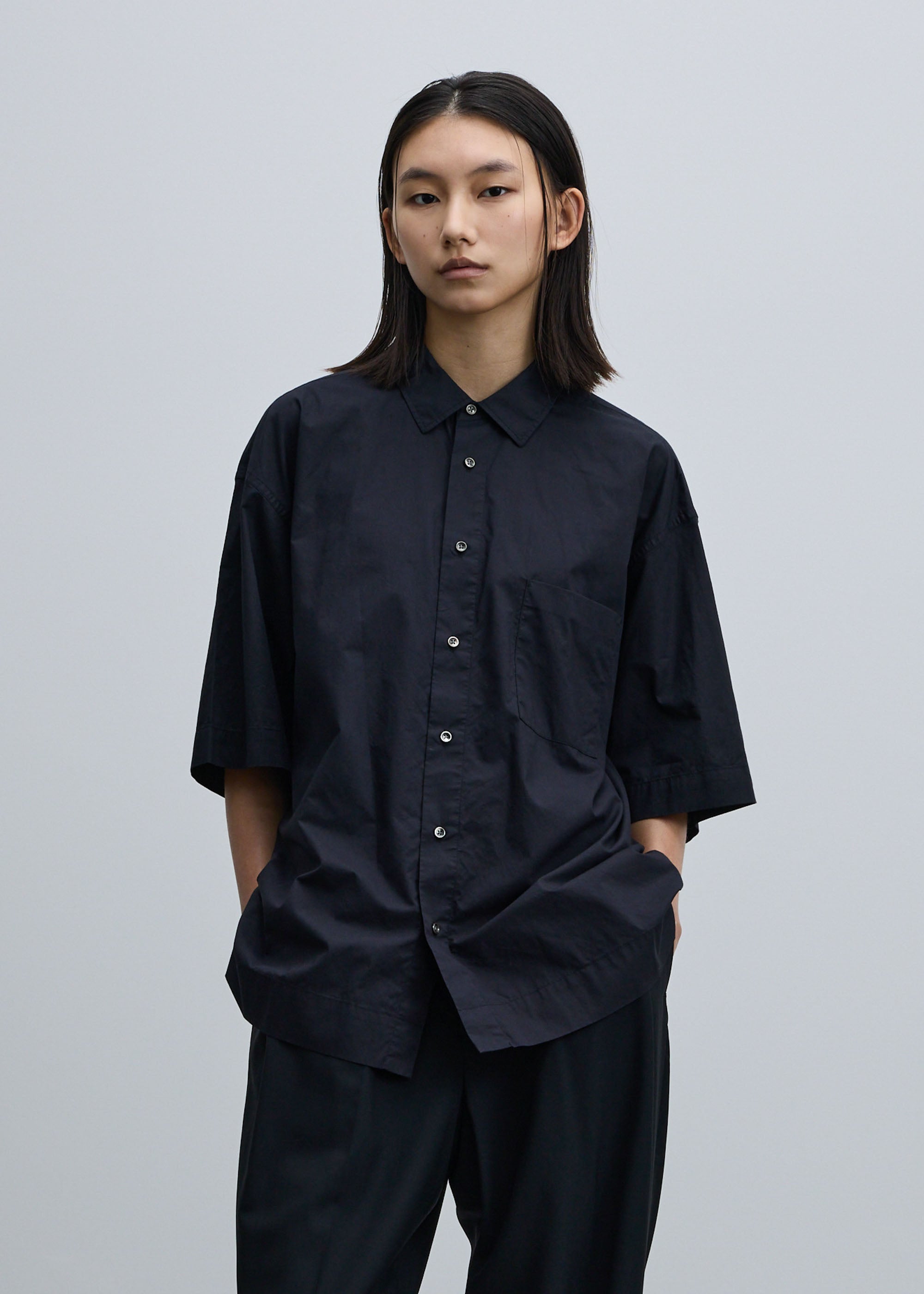 コットンシルクハーフスリーブシャツ