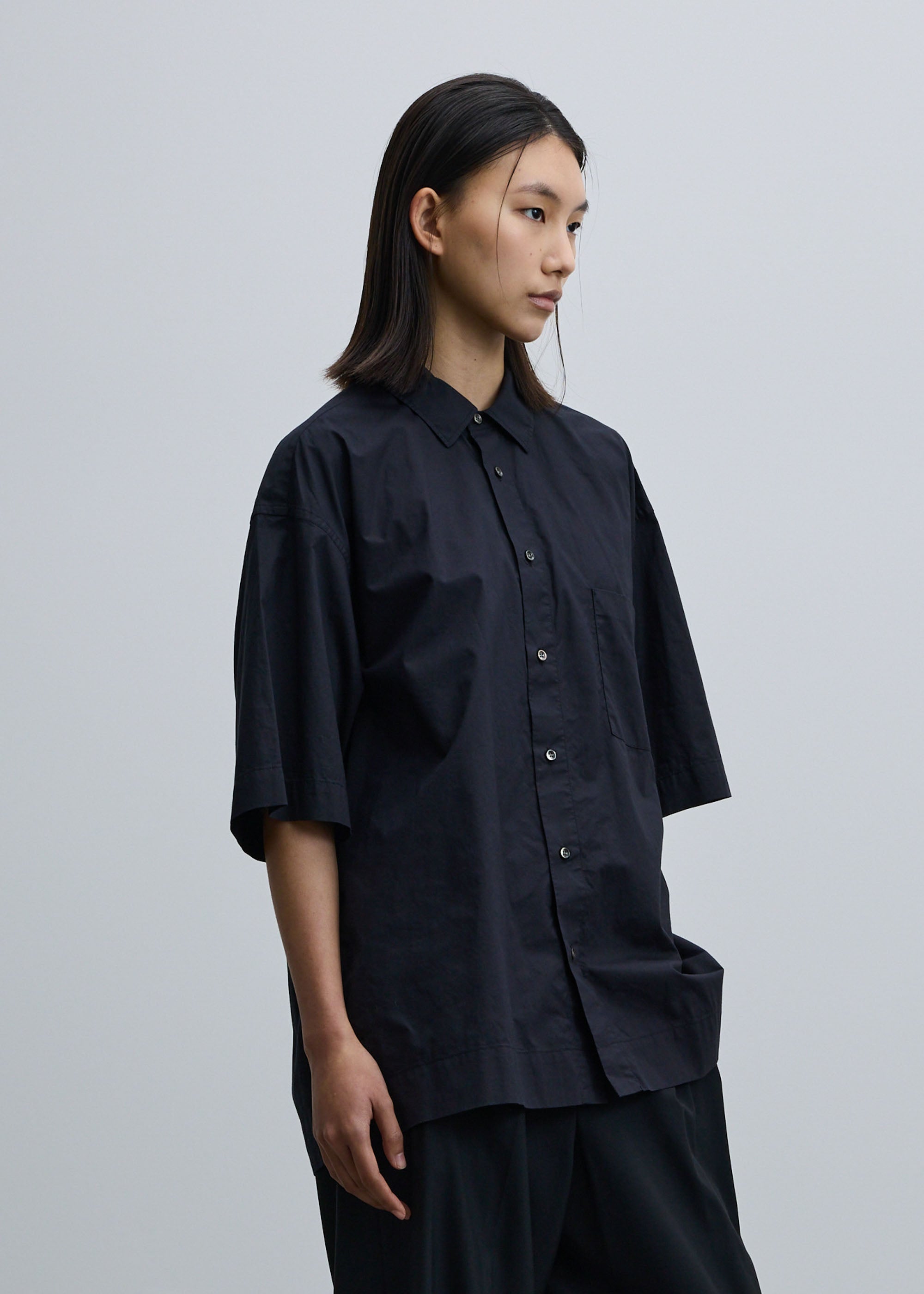 コットンシルクハーフスリーブシャツ