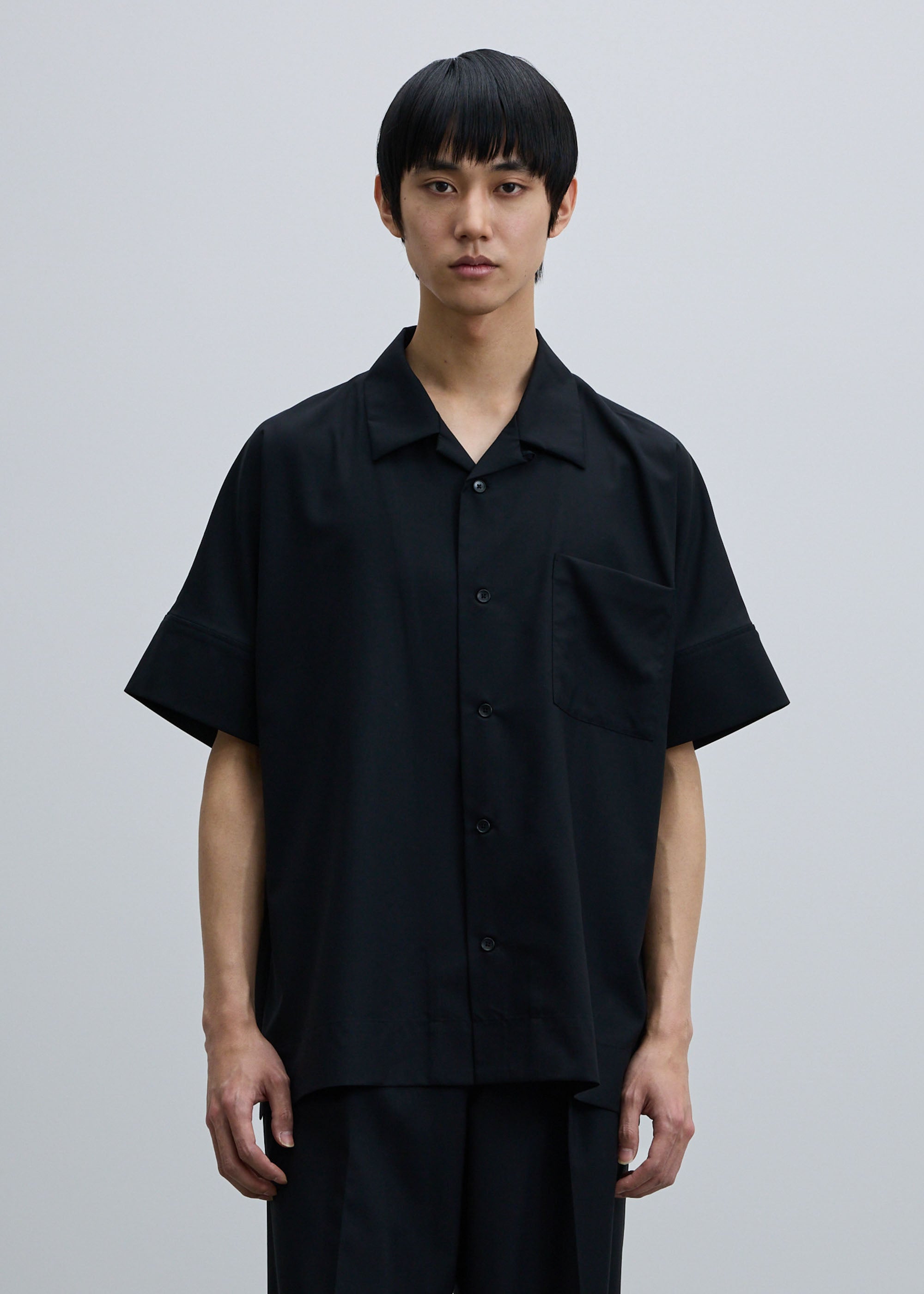 スーパー140ライトウールオープンカラーシャツ