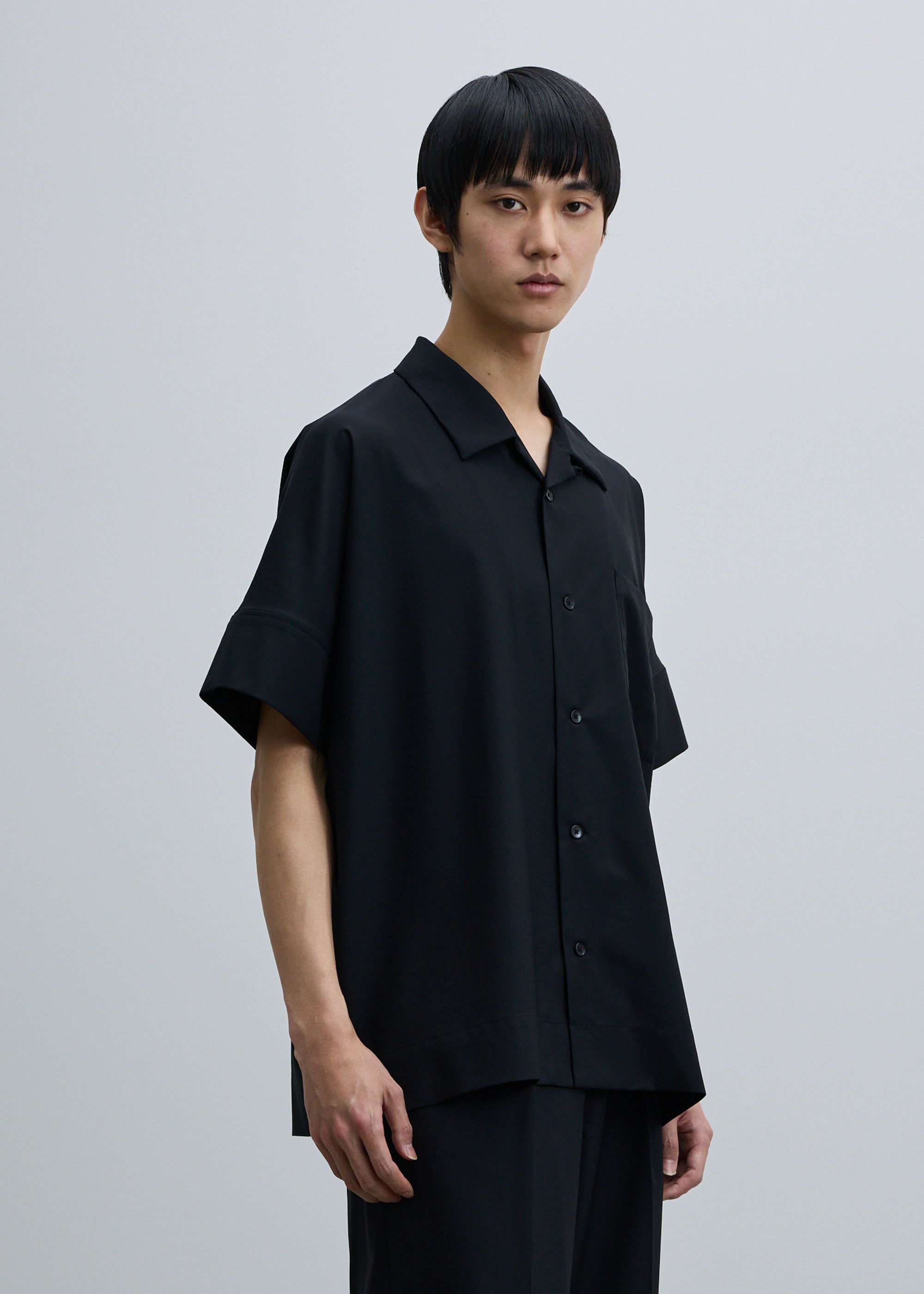 スーパー140ライトウールオープンカラーシャツ