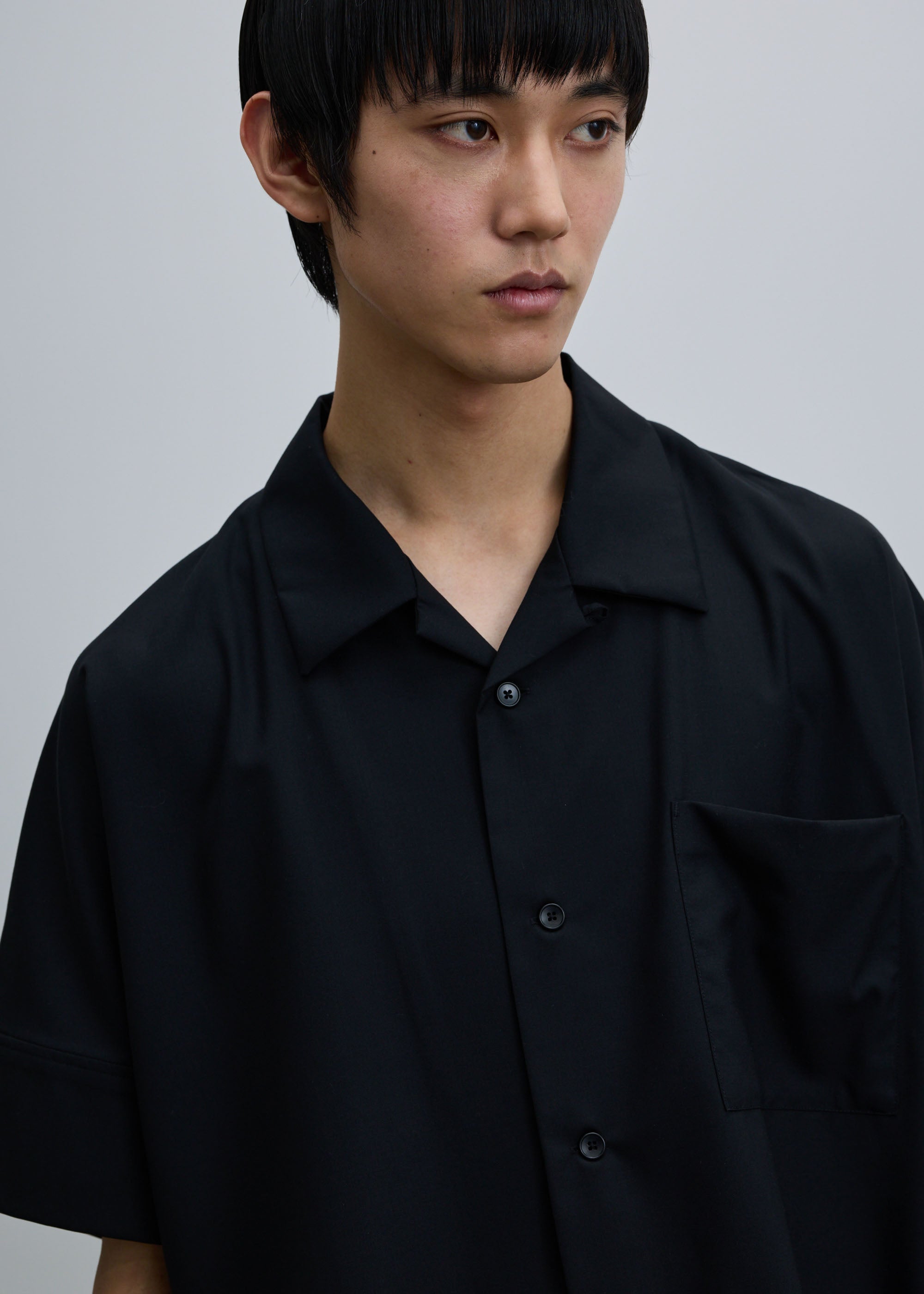 スーパー140ライトウールオープンカラーシャツ