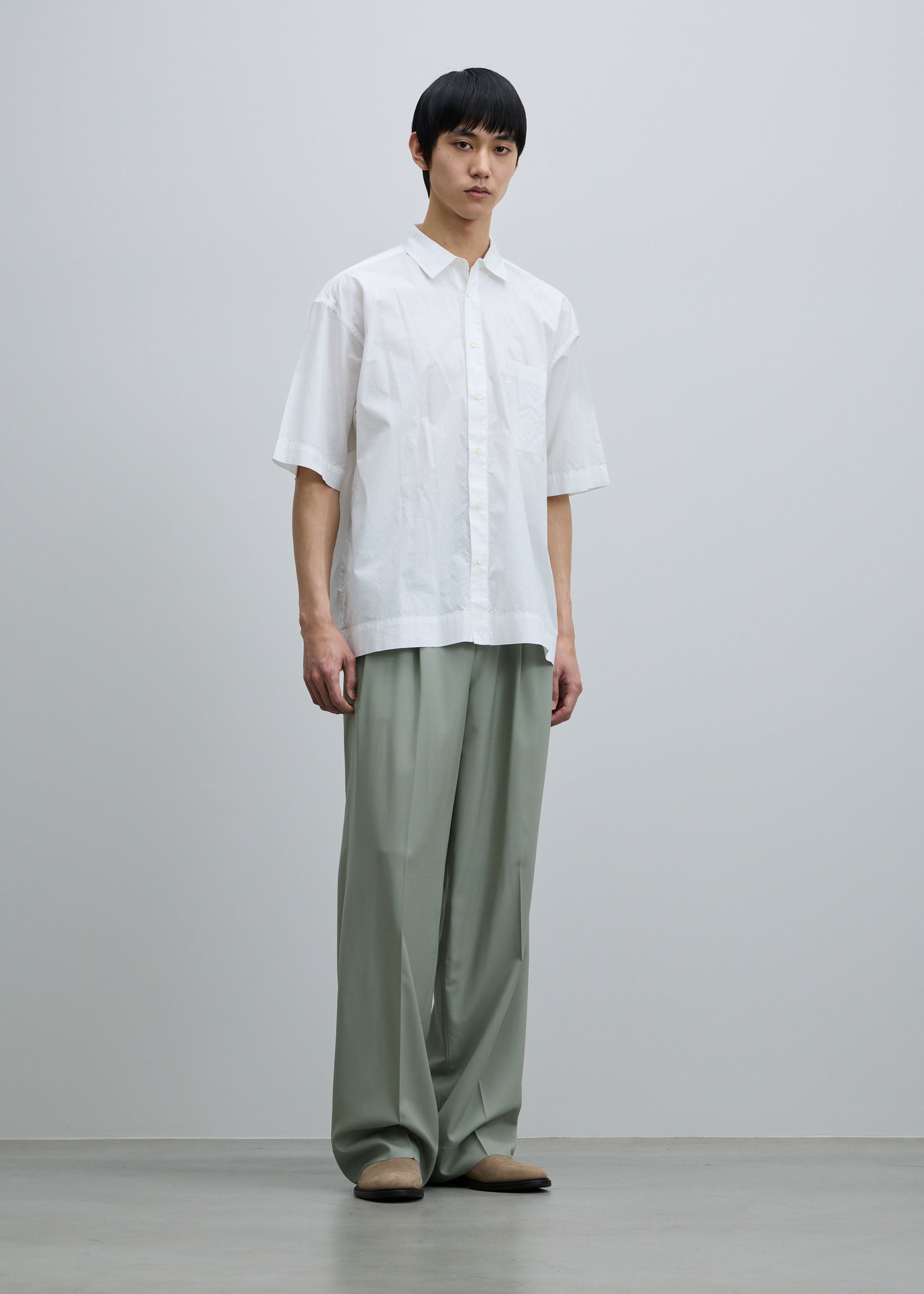 コットンシルクハーフスリーブシャツ