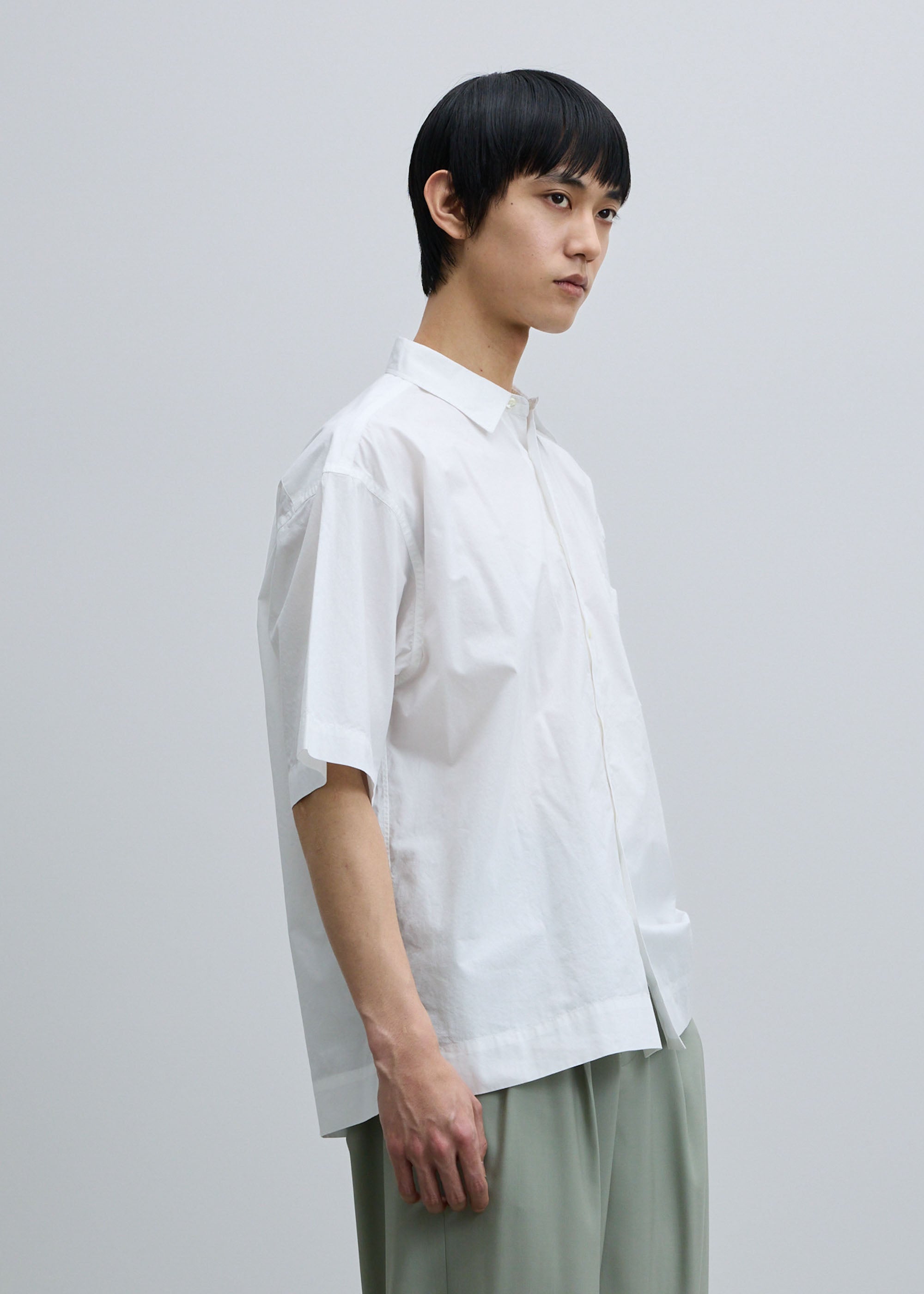 コットンシルクハーフスリーブシャツ
