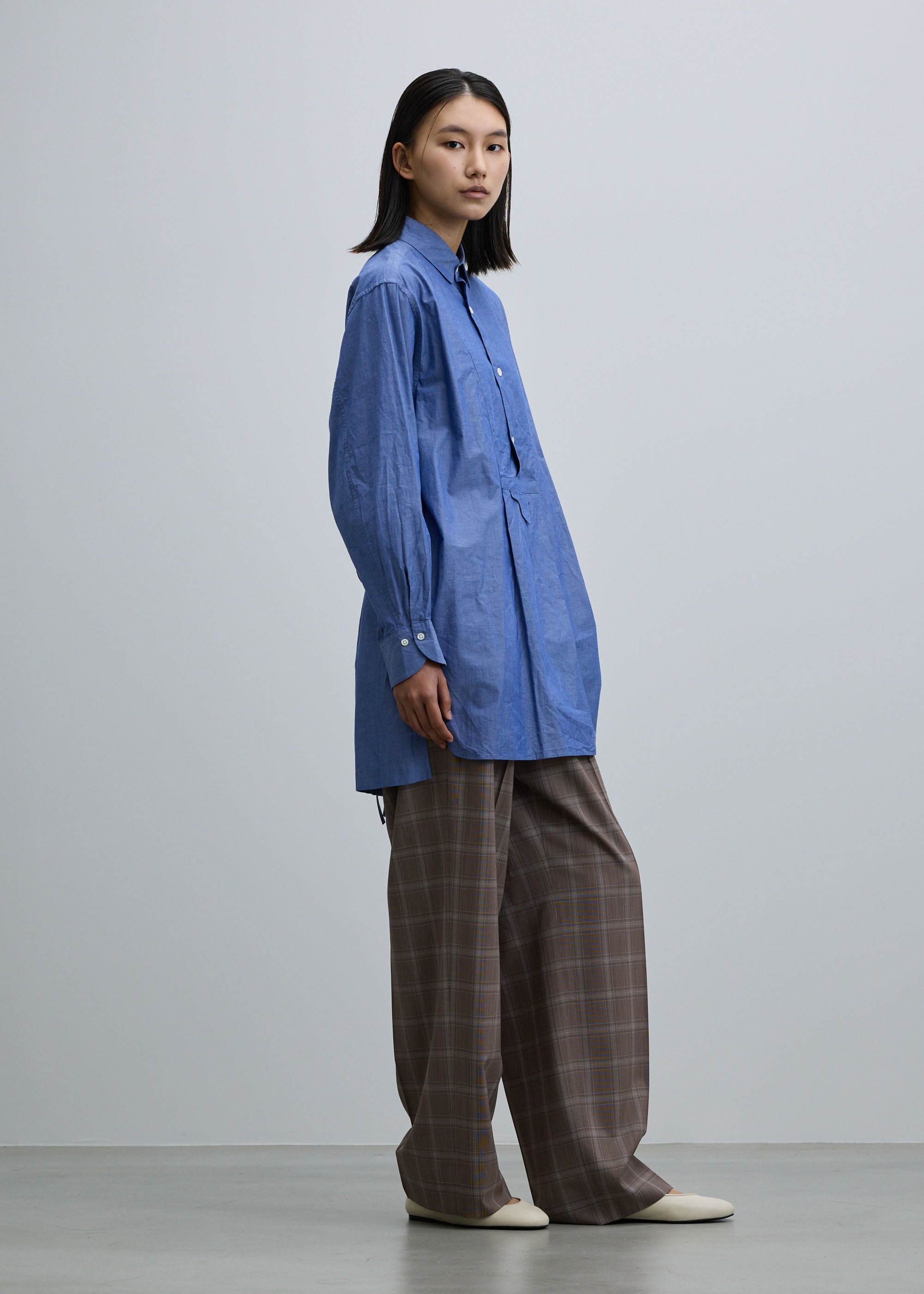 コットンシルクブザムチュニックシャツ