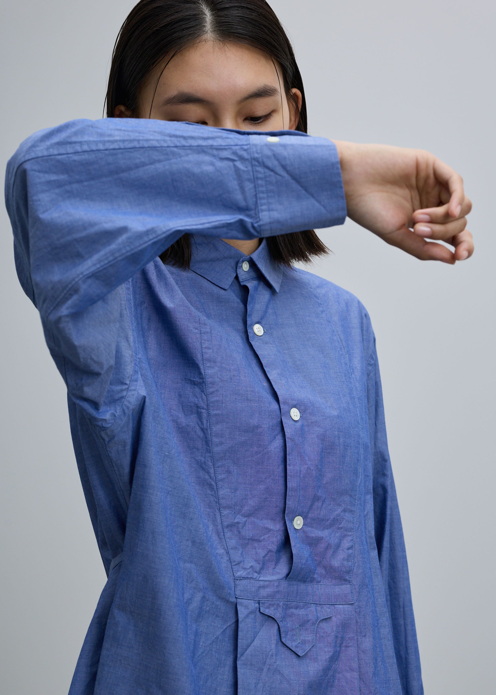 コットンシルクブザムチュニックシャツ