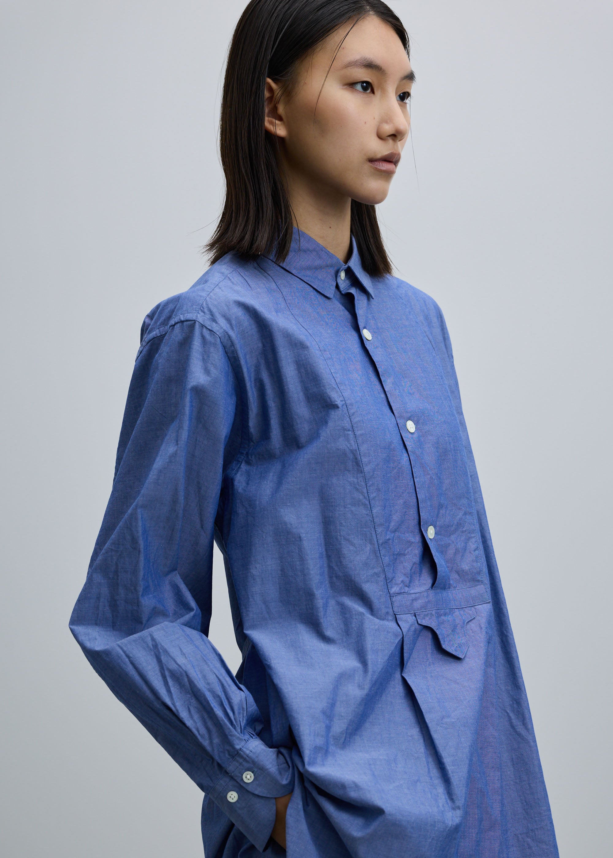 コットンシルクブザムチュニックシャツ