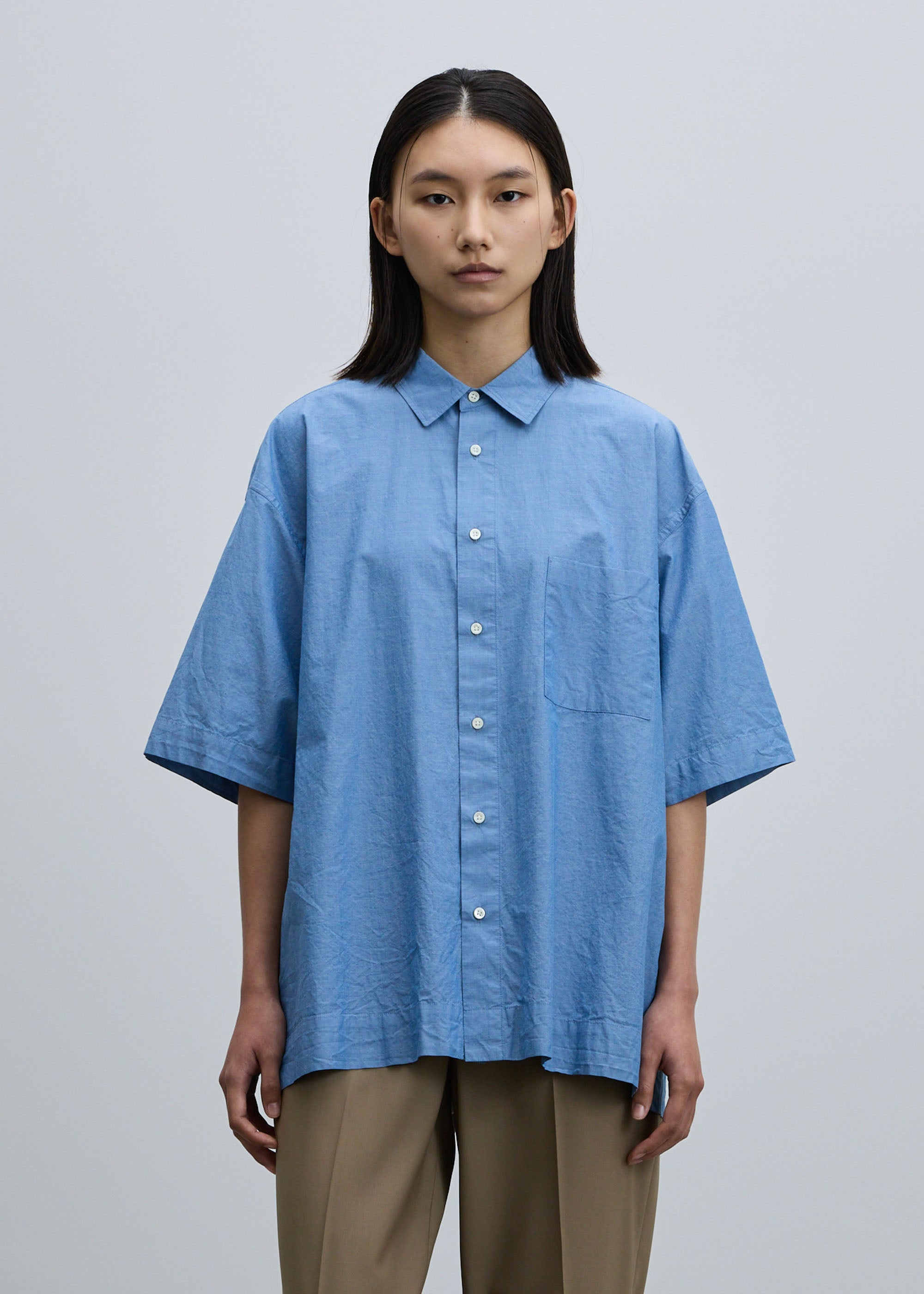 コットンシルクハーフスリーブシャツ