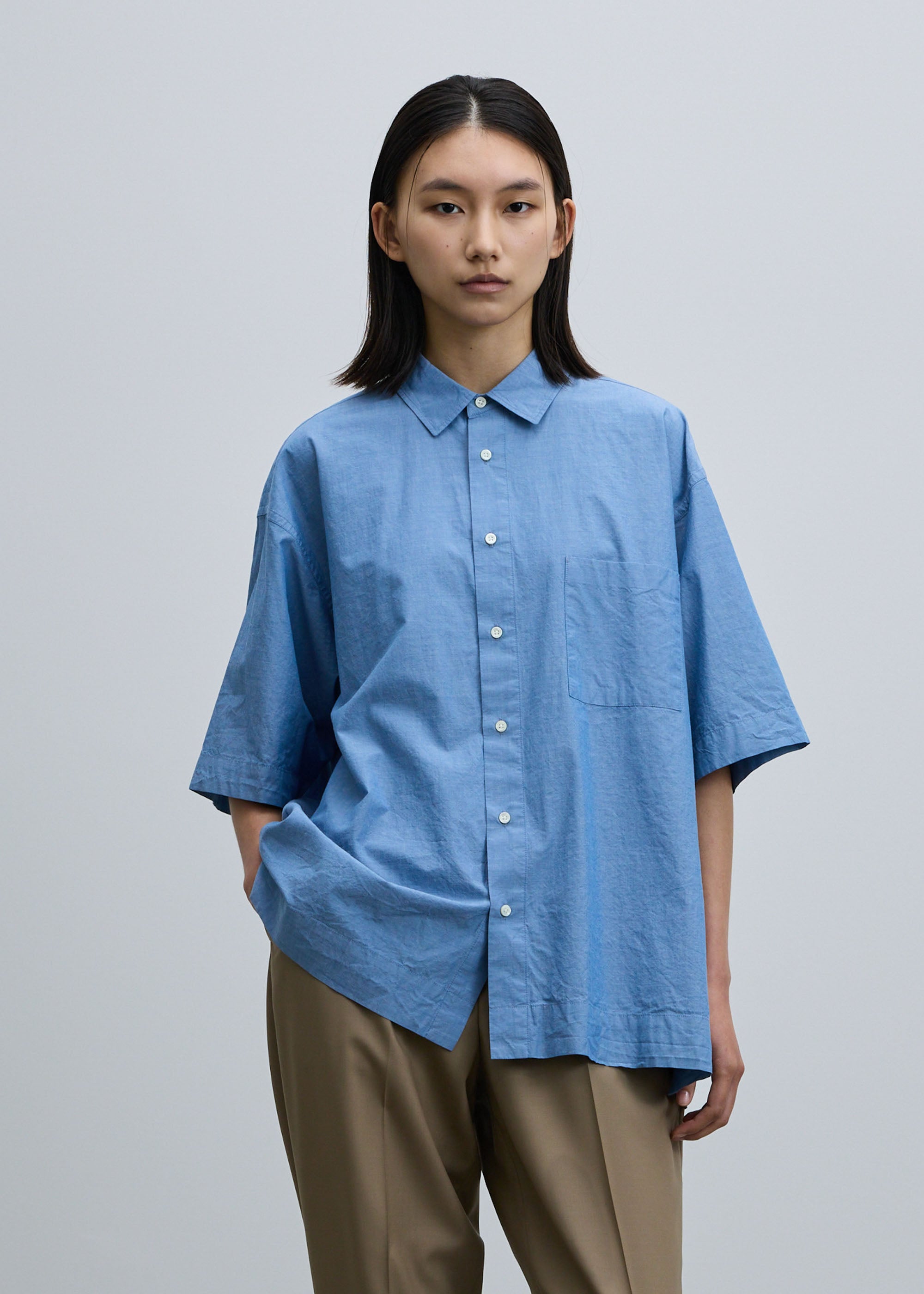コットンシルクハーフスリーブシャツ