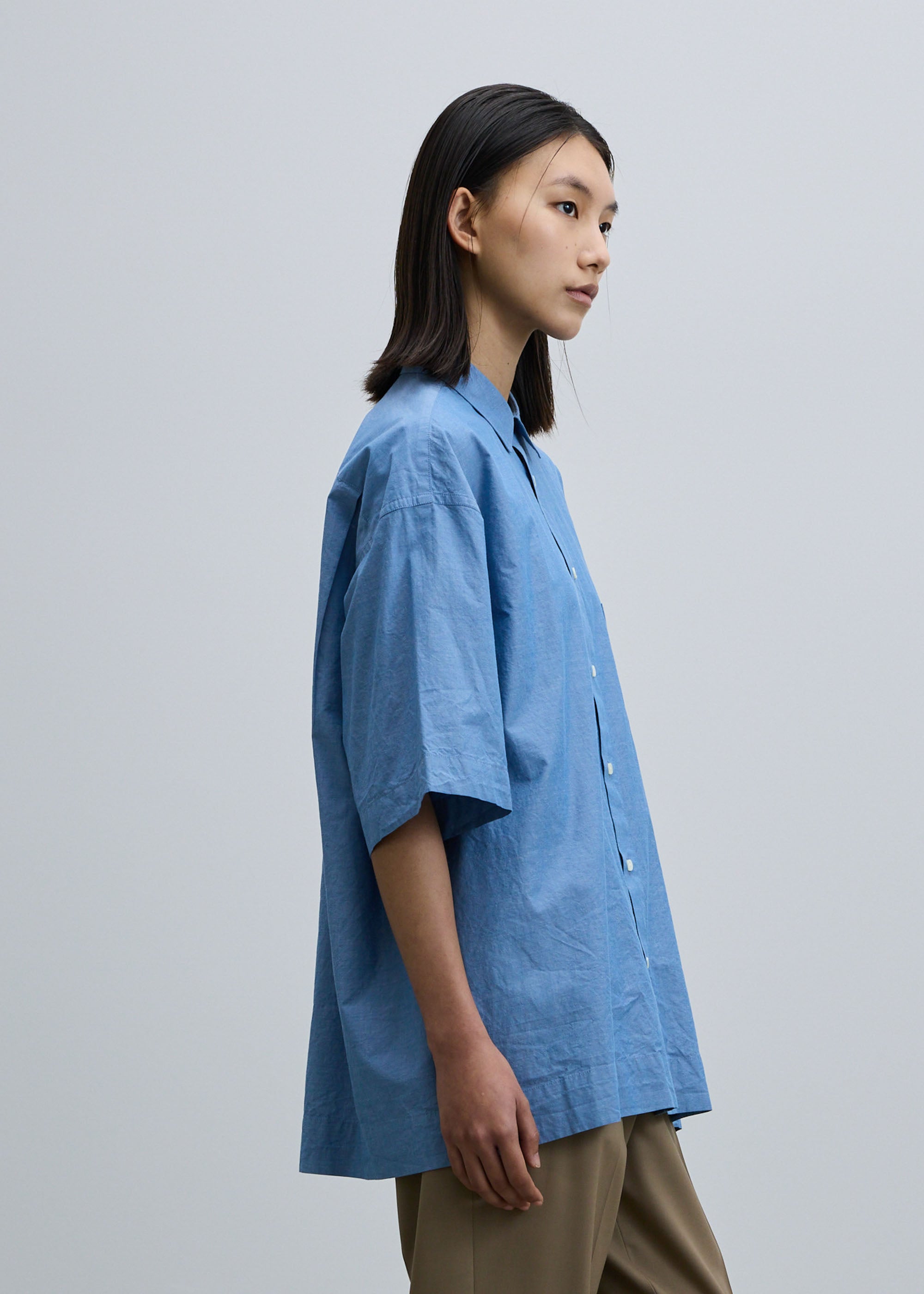 コットンシルクハーフスリーブシャツ