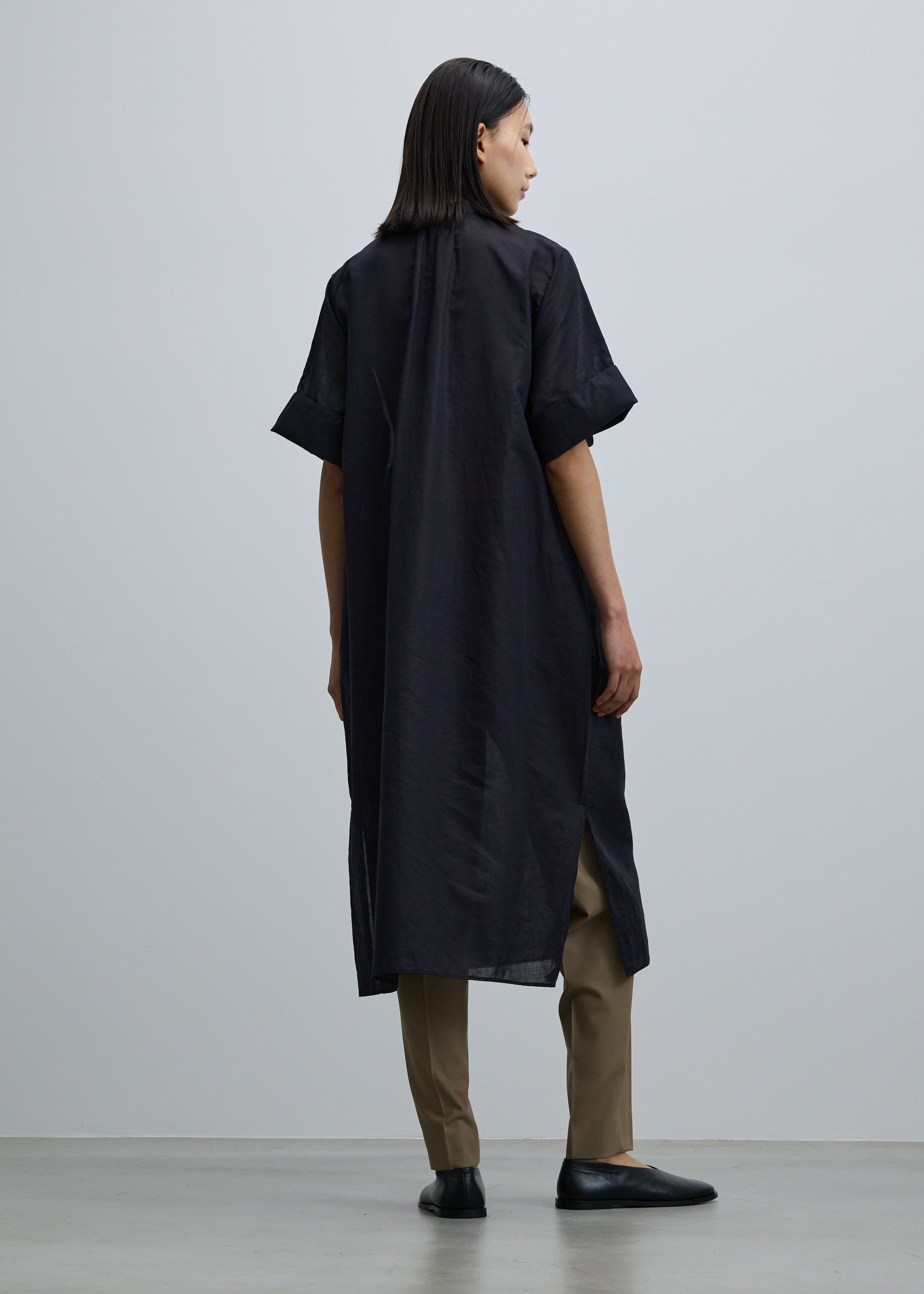 ヘンプコットンダブルカフスシャツワンピース