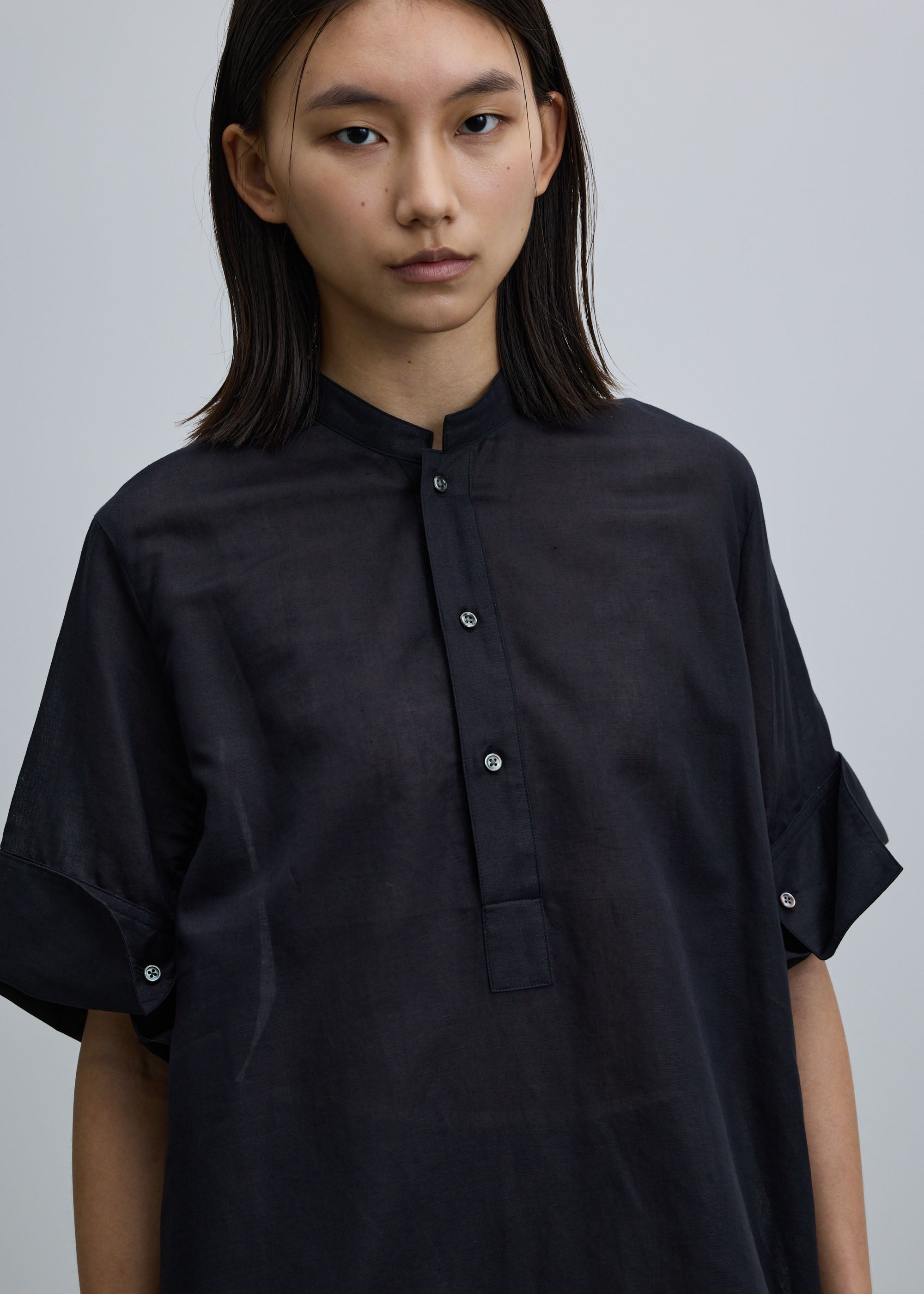 ヘンプコットンダブルカフスシャツワンピース