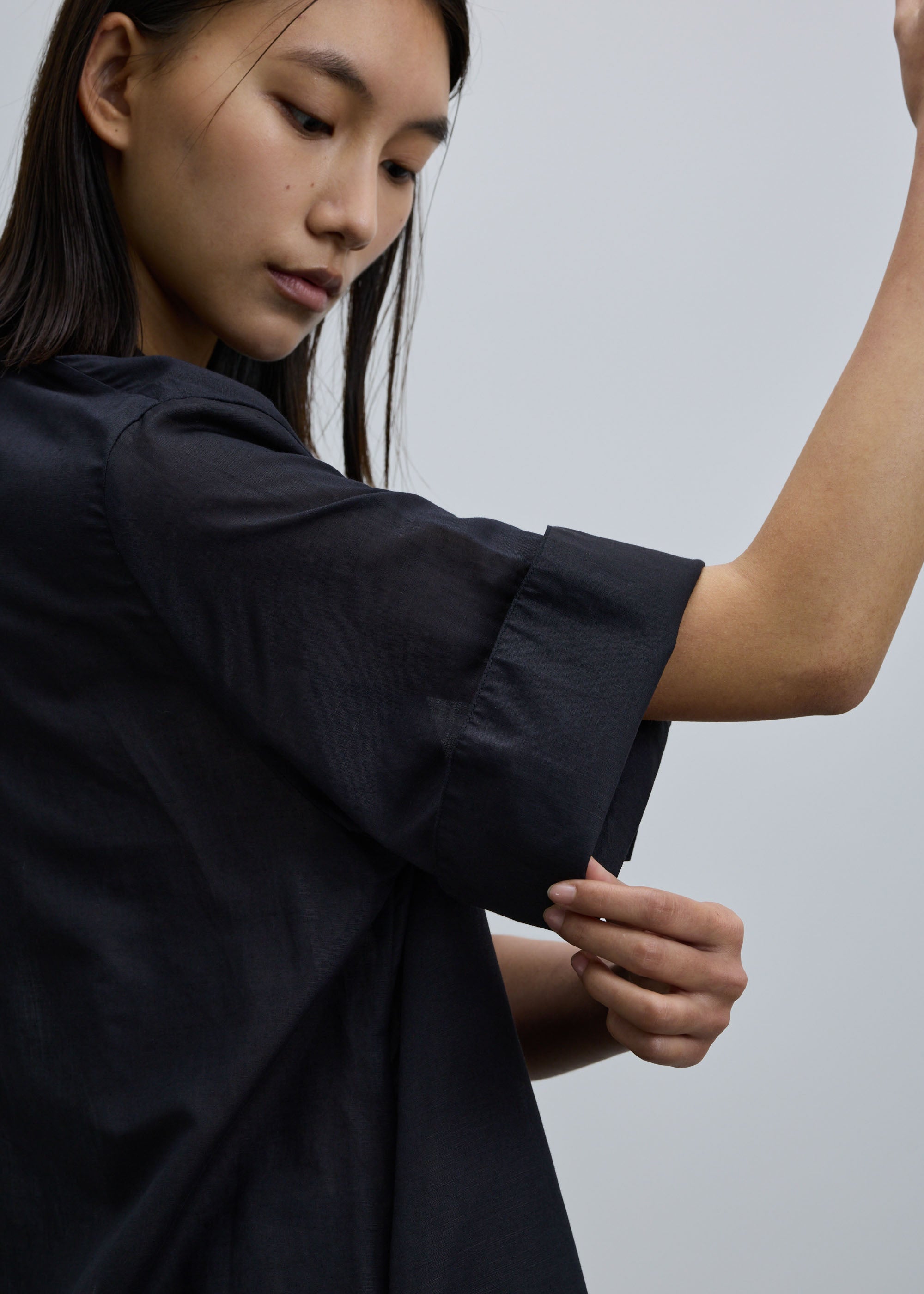 ヘンプコットンダブルカフスシャツワンピース