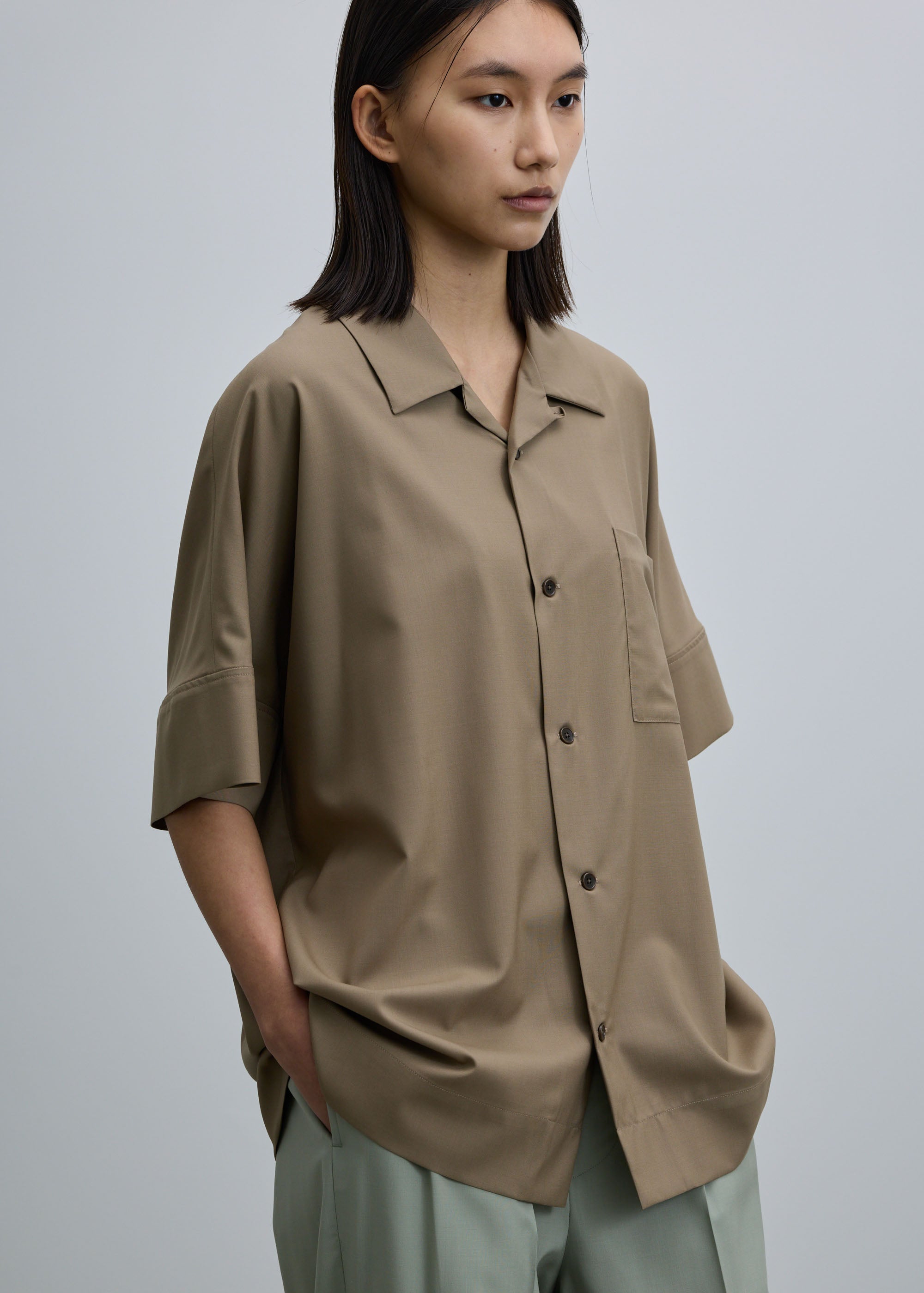 スーパー140ライトウールオープンカラーシャツ