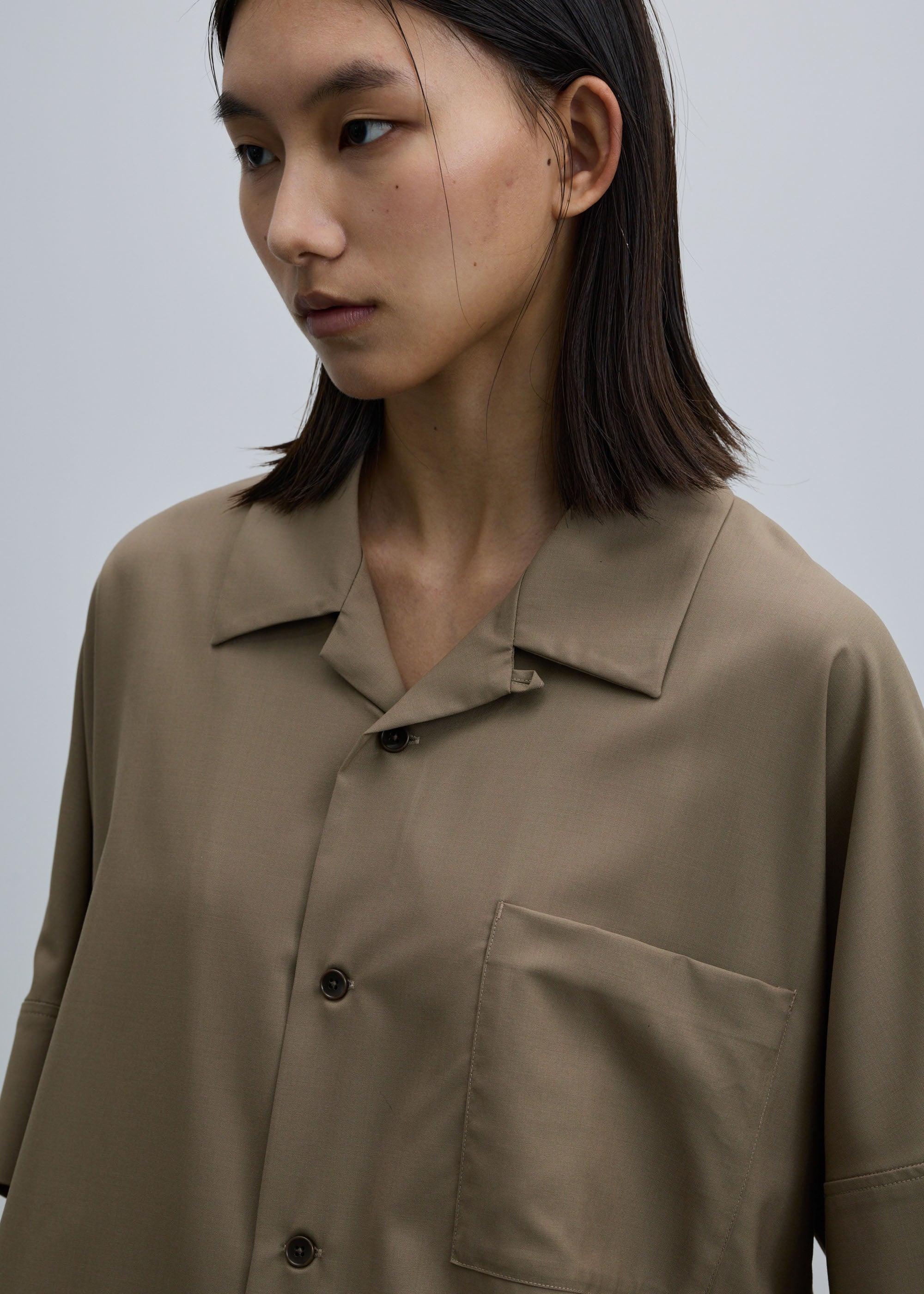 スーパー140ライトウールオープンカラーシャツ