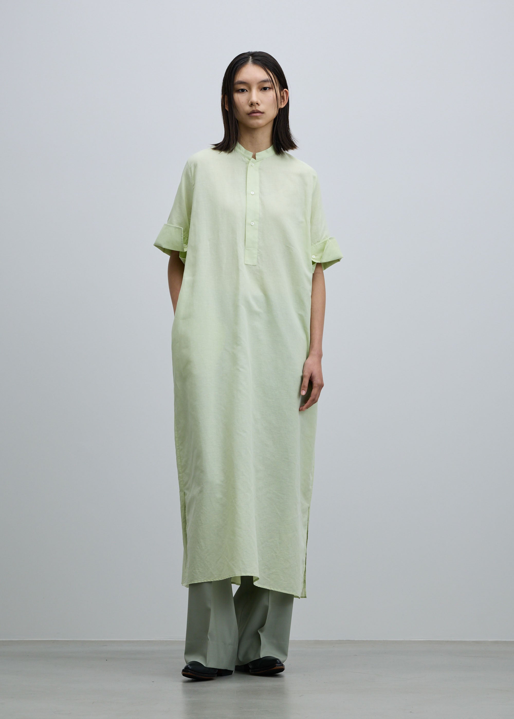 ヘンプコットンダブルカフスシャツワンピース