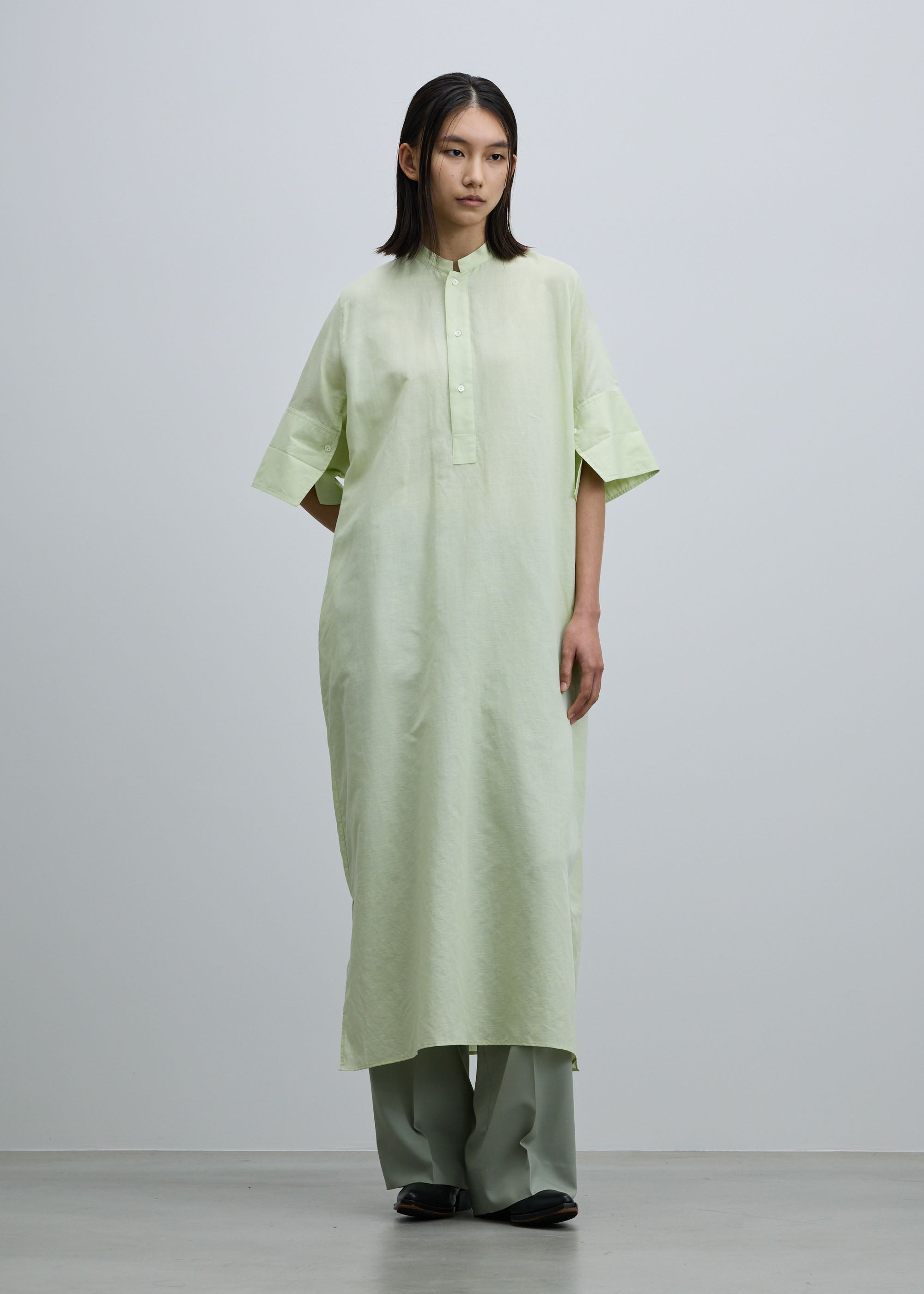 ヘンプコットンダブルカフスシャツワンピース