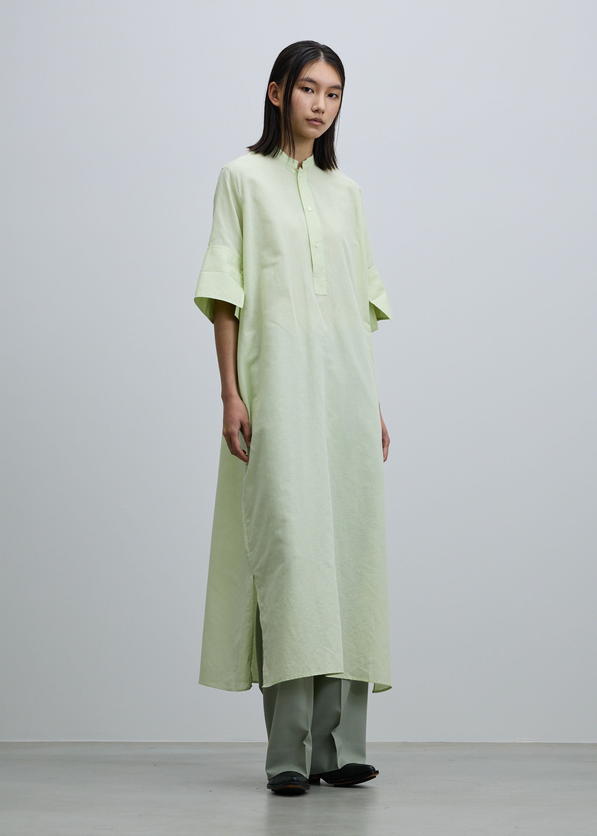ヘンプコットンダブルカフスシャツワンピース