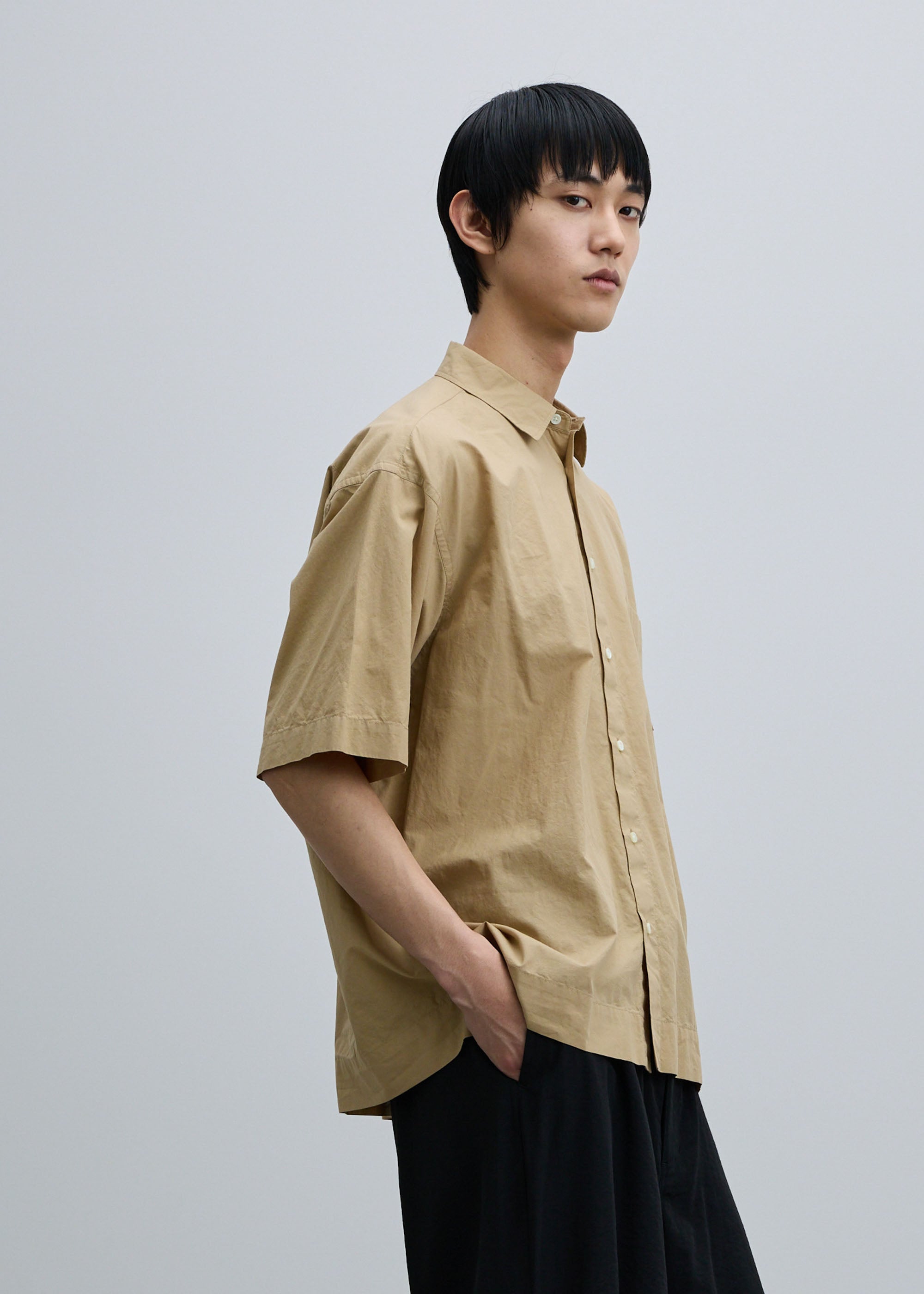 コットンシルクハーフスリーブシャツ