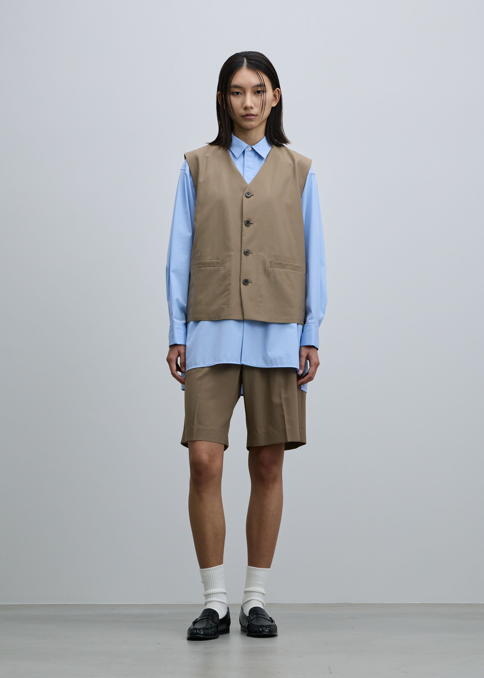 うさと服　カラシ色　ジレ スーパー140ライトウールジレ｜SOÉJU k - SOÉJU online store