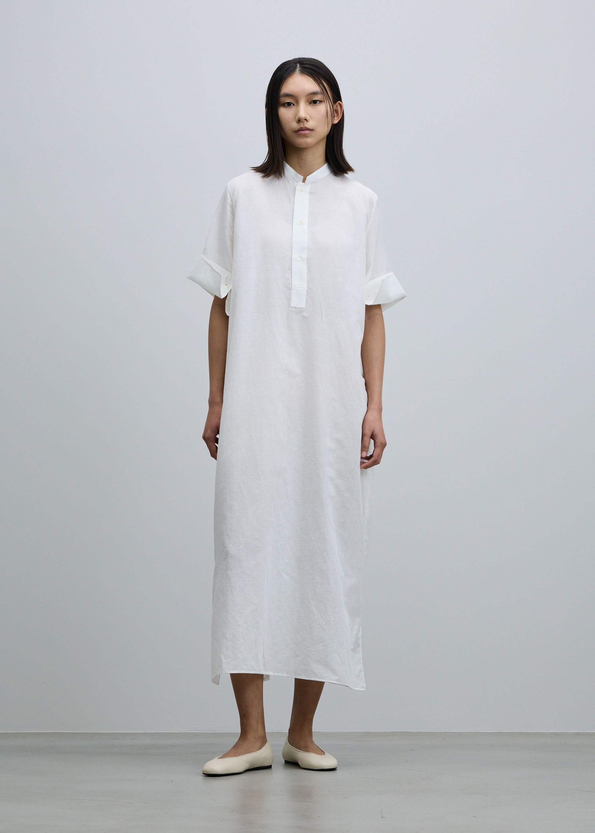 ヘンプコットンダブルカフスシャツワンピース