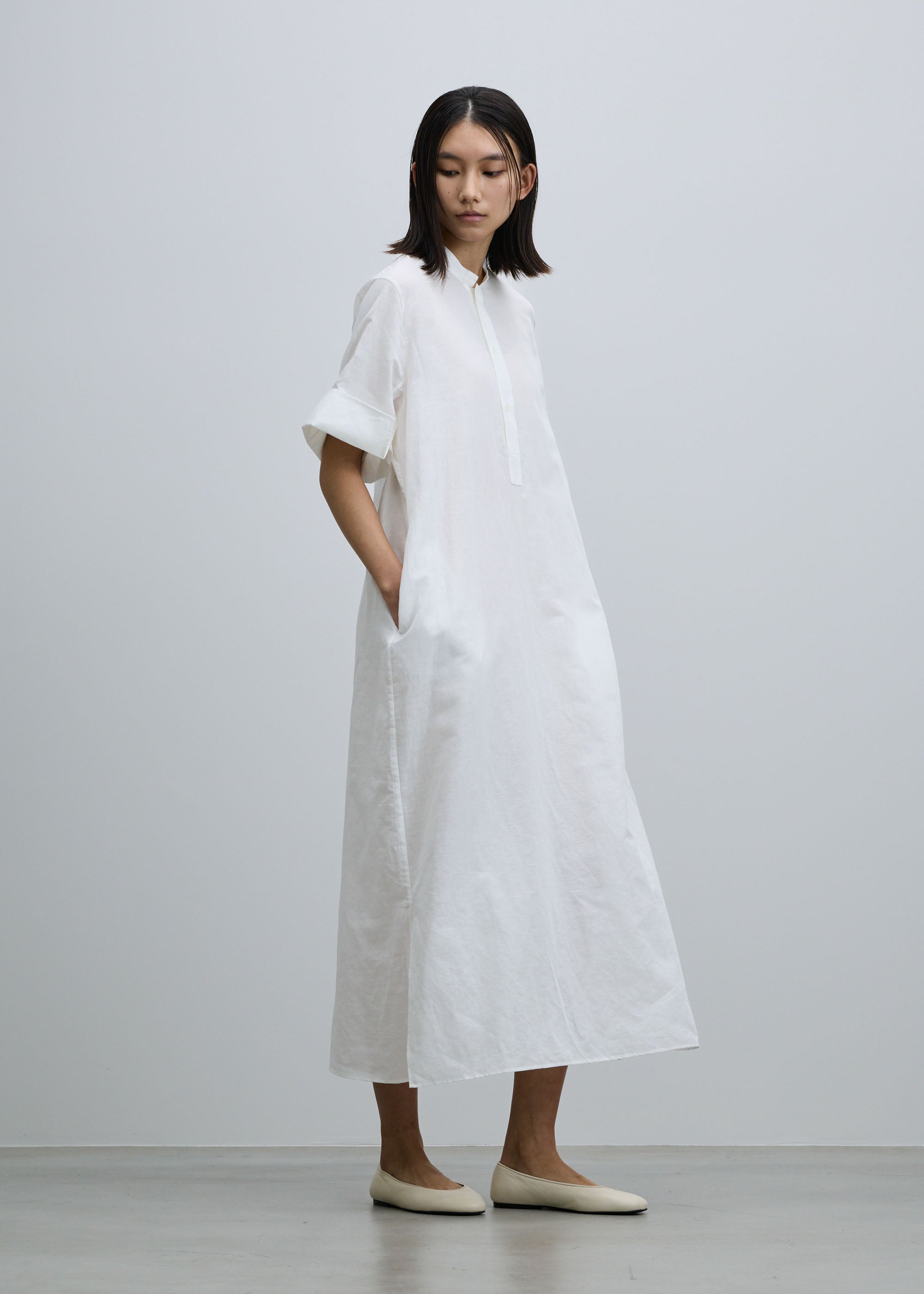 ヘンプコットンダブルカフスシャツワンピース