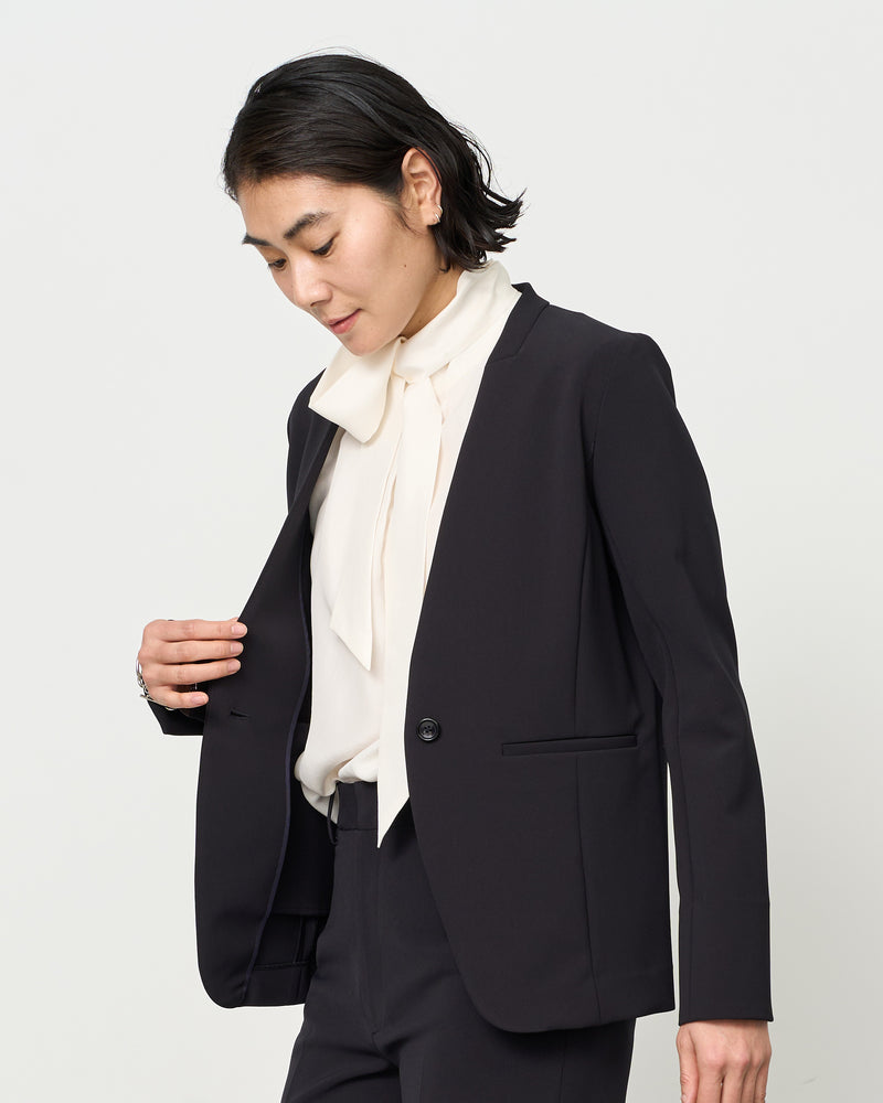 ソージュ soeju ストレッチファインノーカラージャケット　ブラック　Sファッション
