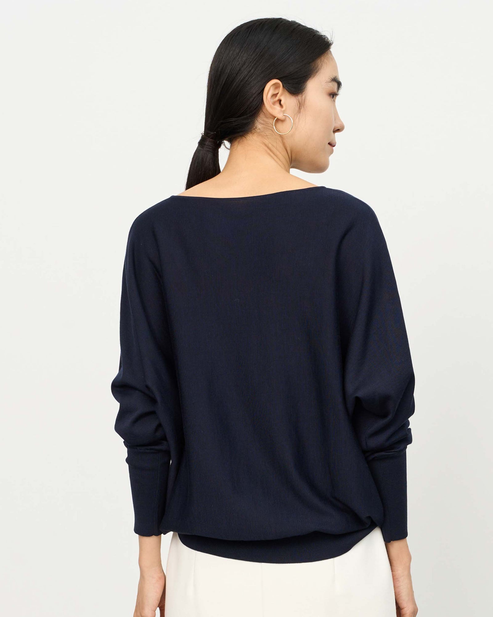 シルクコットンボートネックニットプルオーバー - SOÉJU online store 