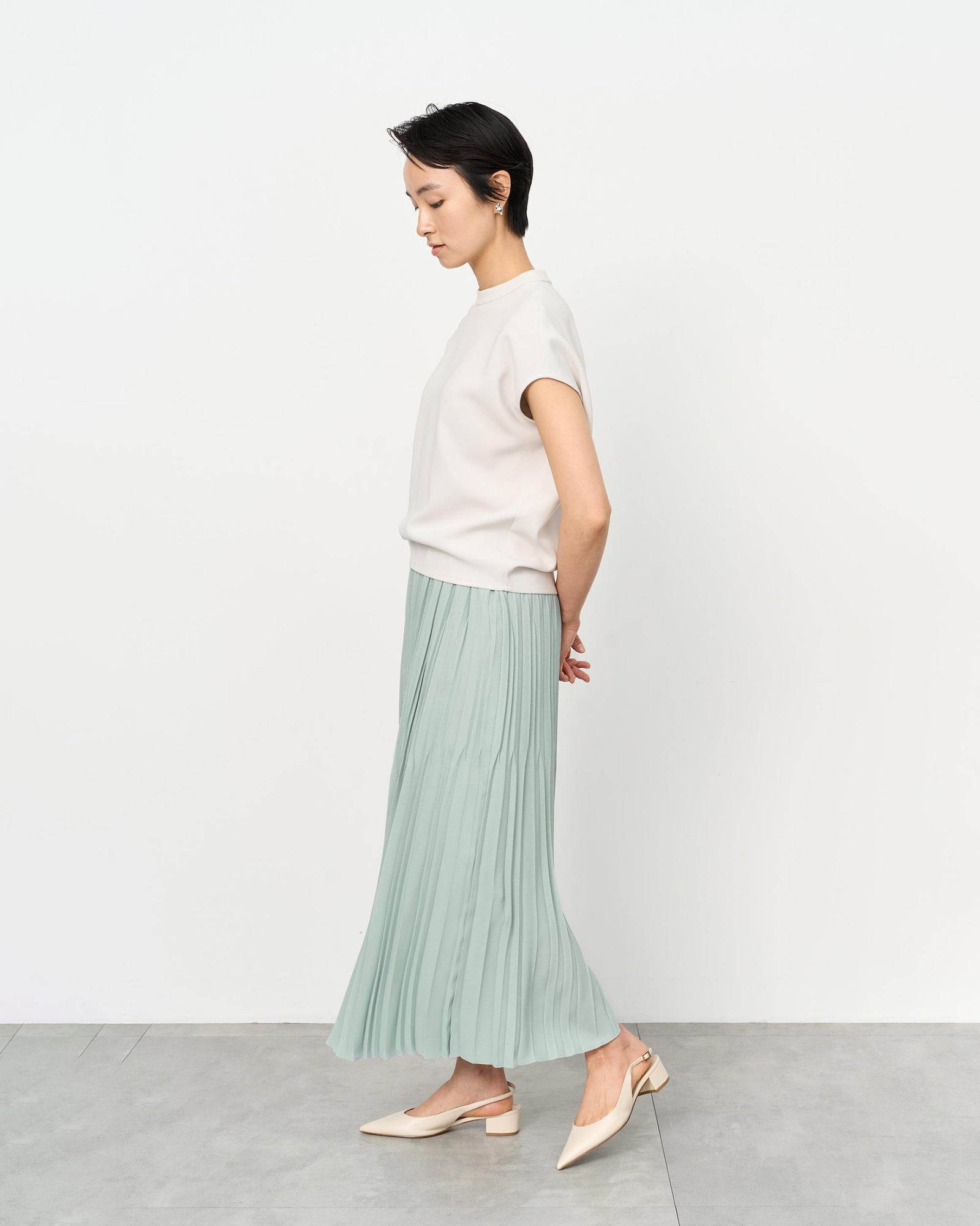 新品タグ付きソージュ soeju プリーツスカート キャメル 丈85cm 試せる