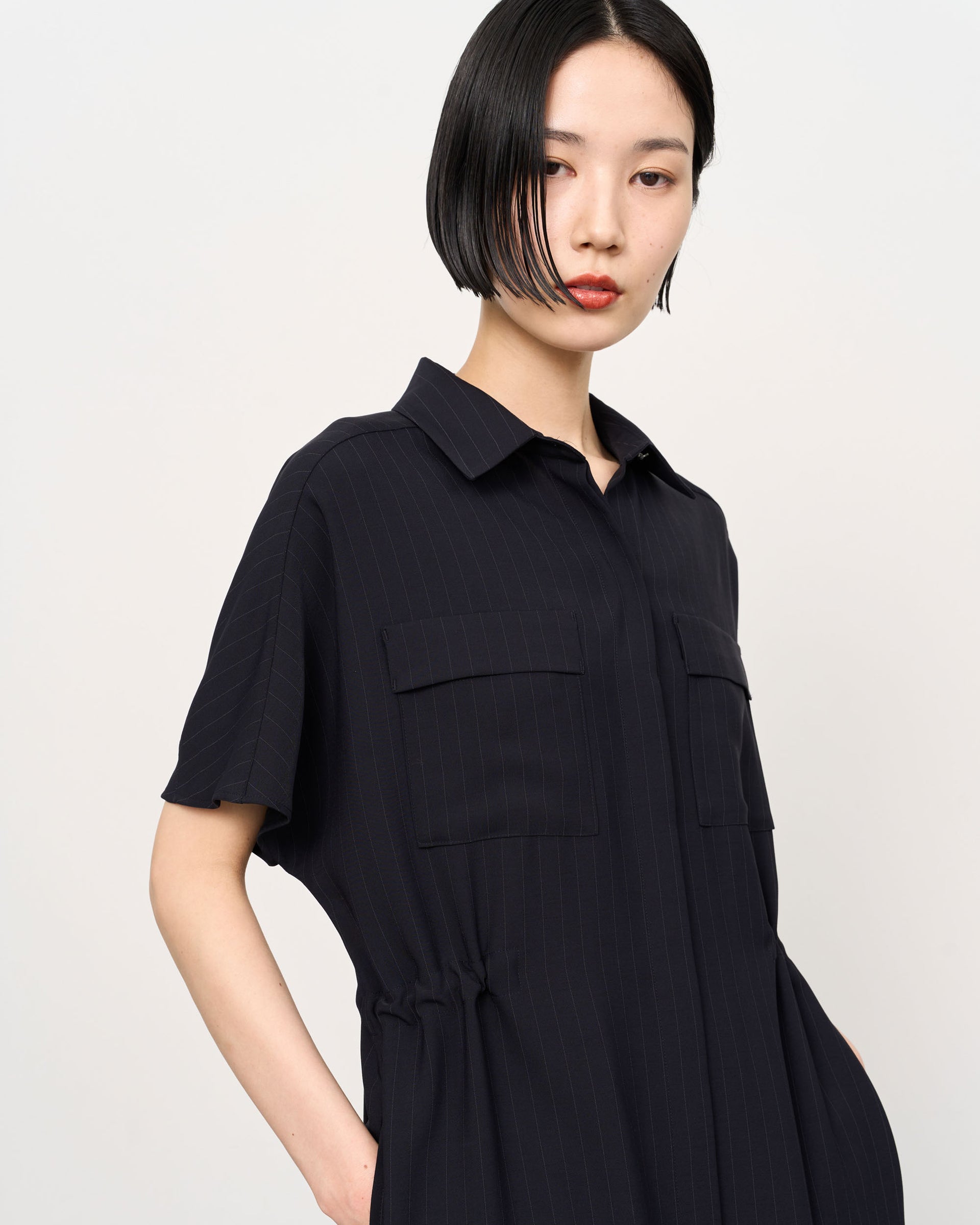 新品 ネイビー ノースリーブ カットソーワンピース フリー（ロング 